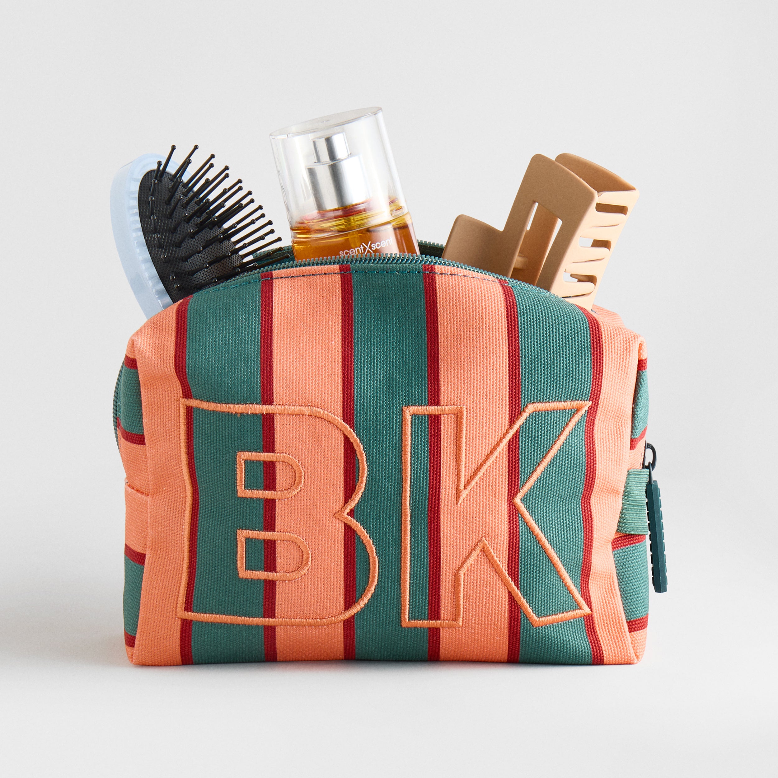 BaubleBar Striped Take It Away Custom Storage Pouch - Persimmon