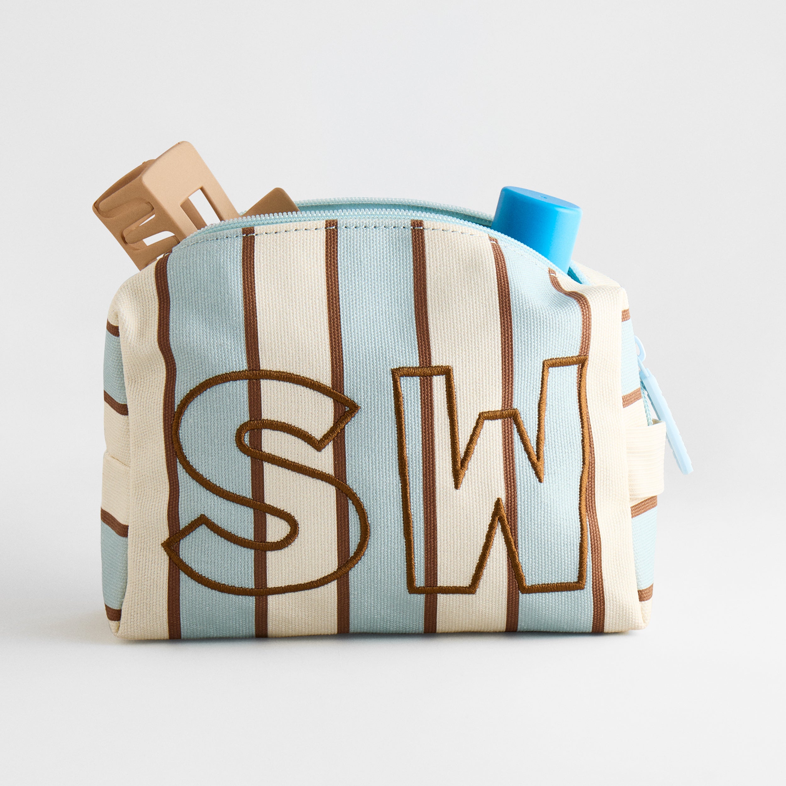 BaubleBar Striped Take It Away Custom Storage Pouch - Driftwood