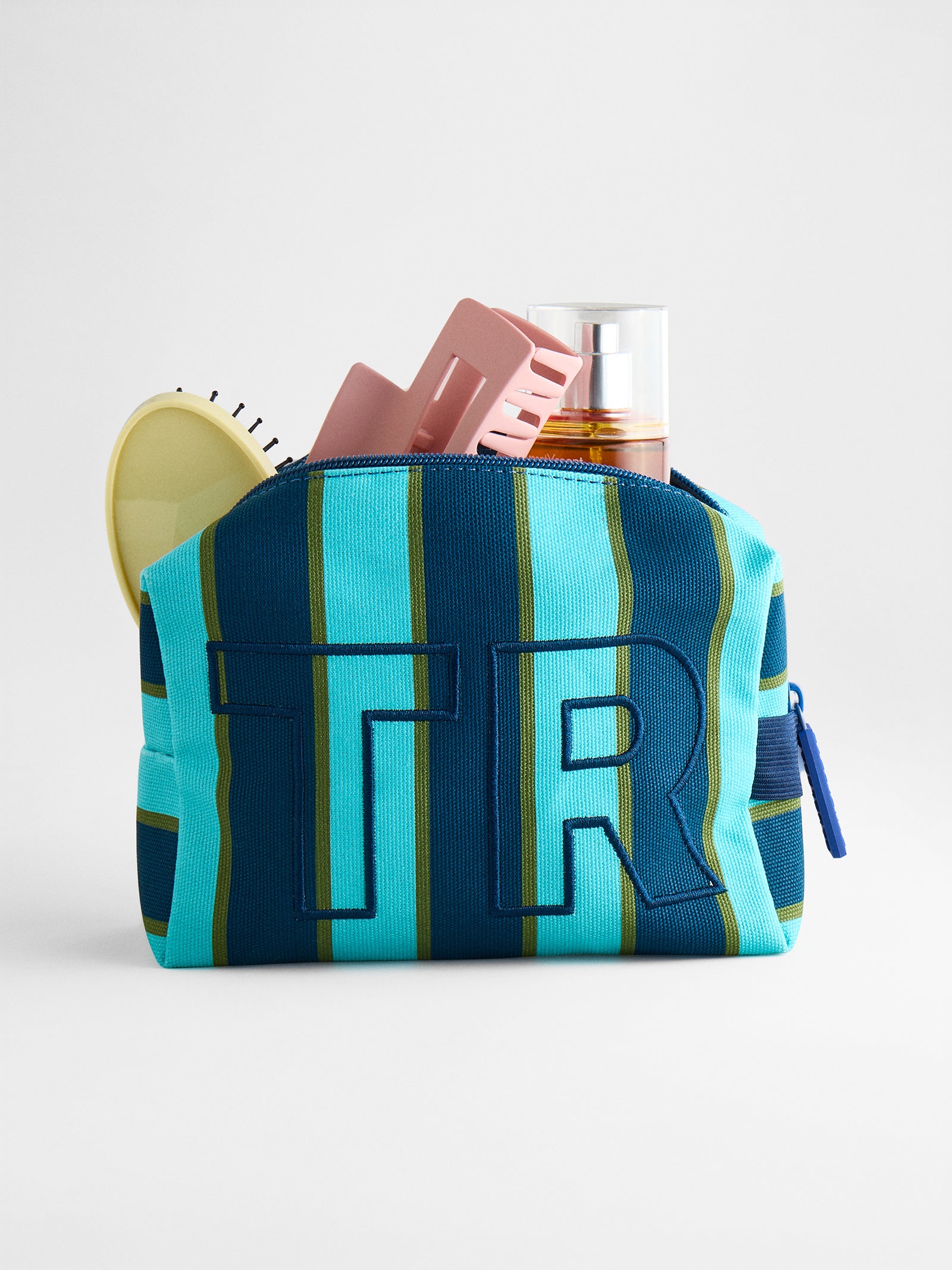 BaubleBar Striped Take It Away Custom Storage Pouch - Peacock