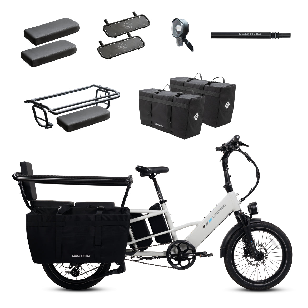 Lectric XPedition2 Stratus White Dual-Battery + FREE Running Boards, Cushions, Elite Headlight, Su