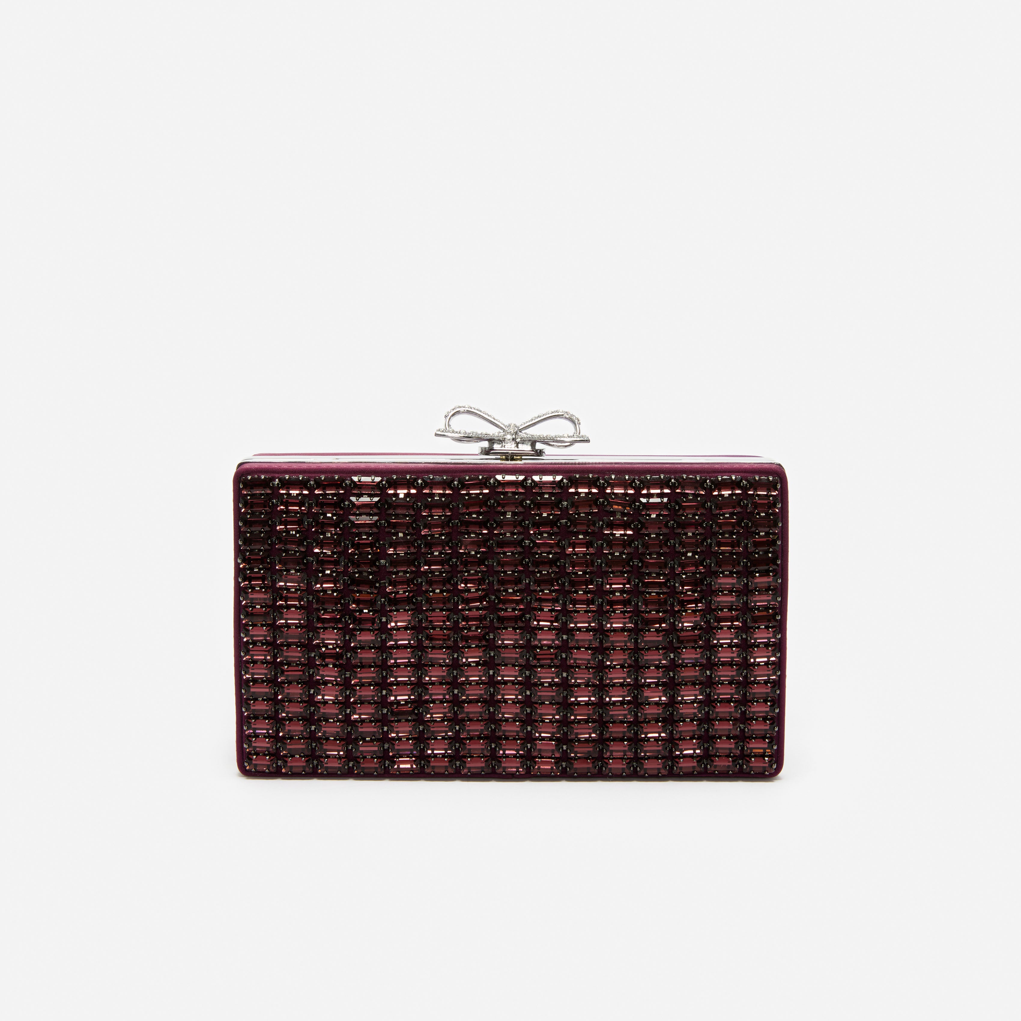Self Portrait Burgundy Chainmail Clutch Bag