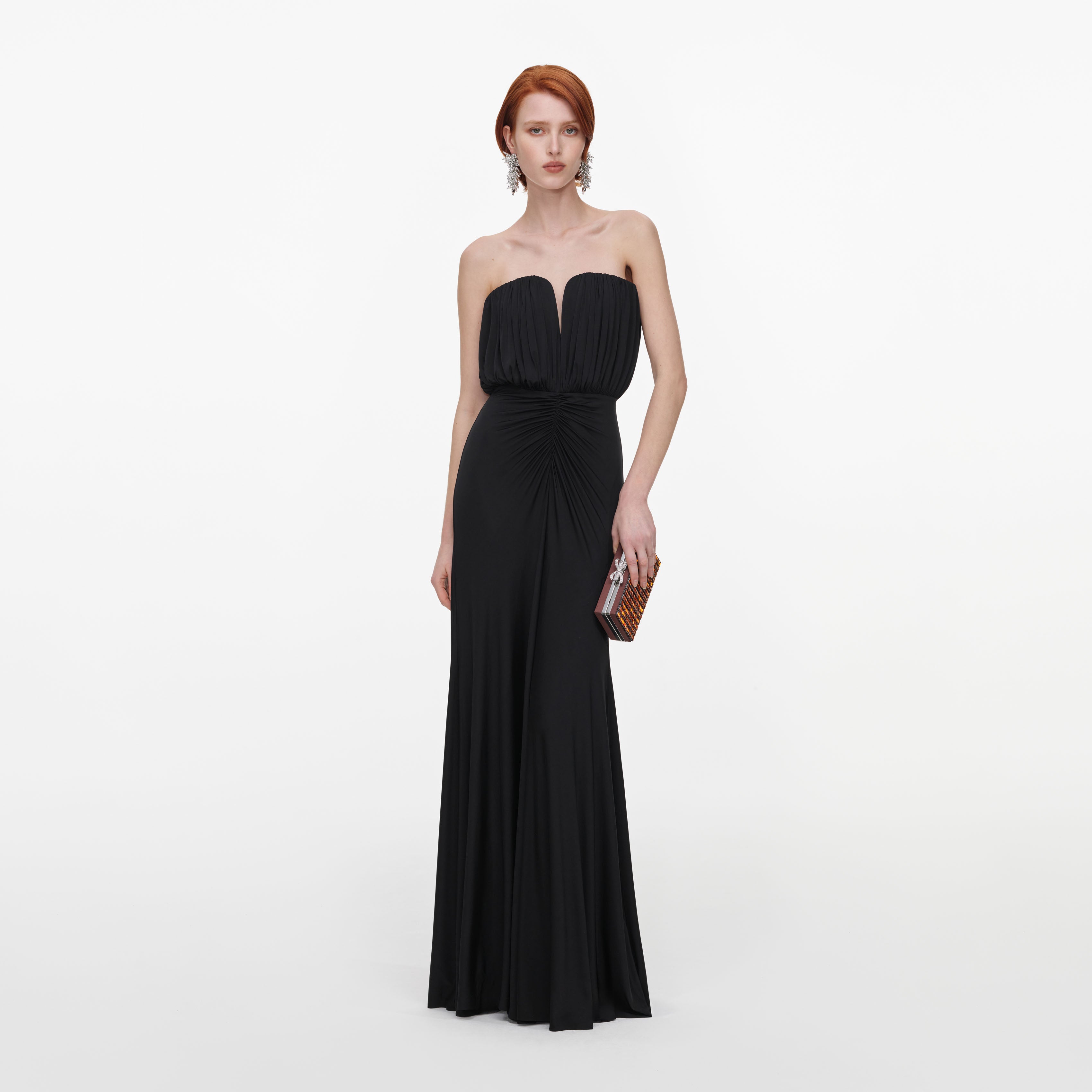 Self Portrait Black Jersey Bandeau Maxi Dress