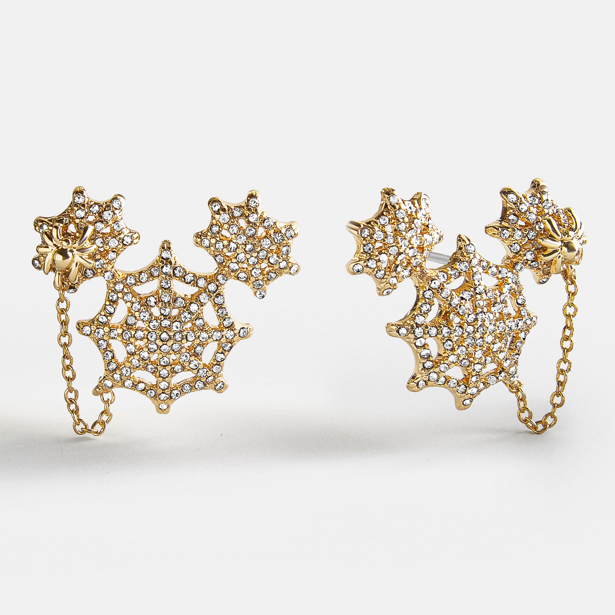 BaubleBar Disney Mickey Mouse Spider Web Earrings - Gold/Pavé