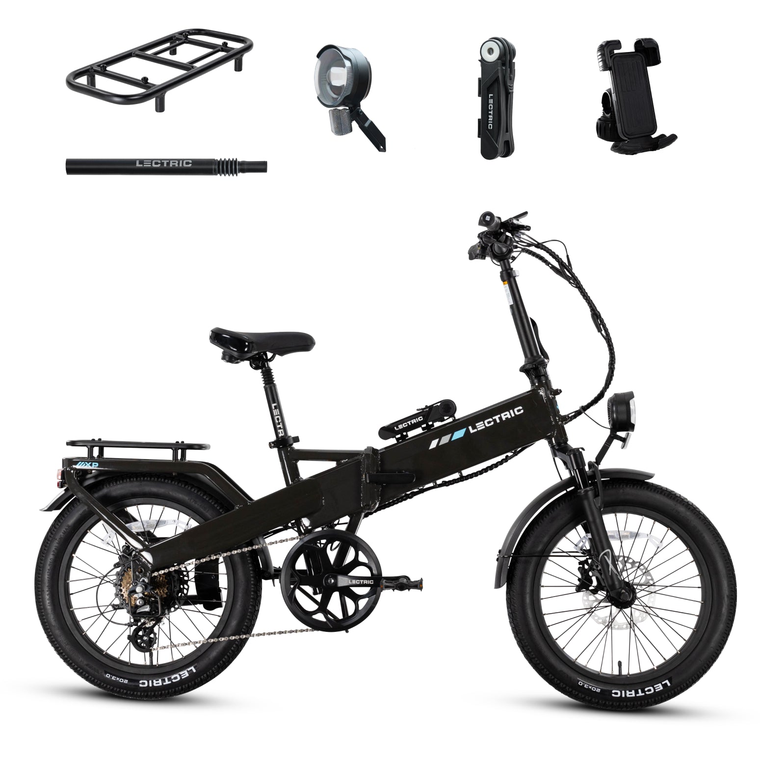 Lectric XP4 750 Tempest Grey + FREE LevelUp Rack, Suspension Seat Post, Elite Headlight, Bike Lock