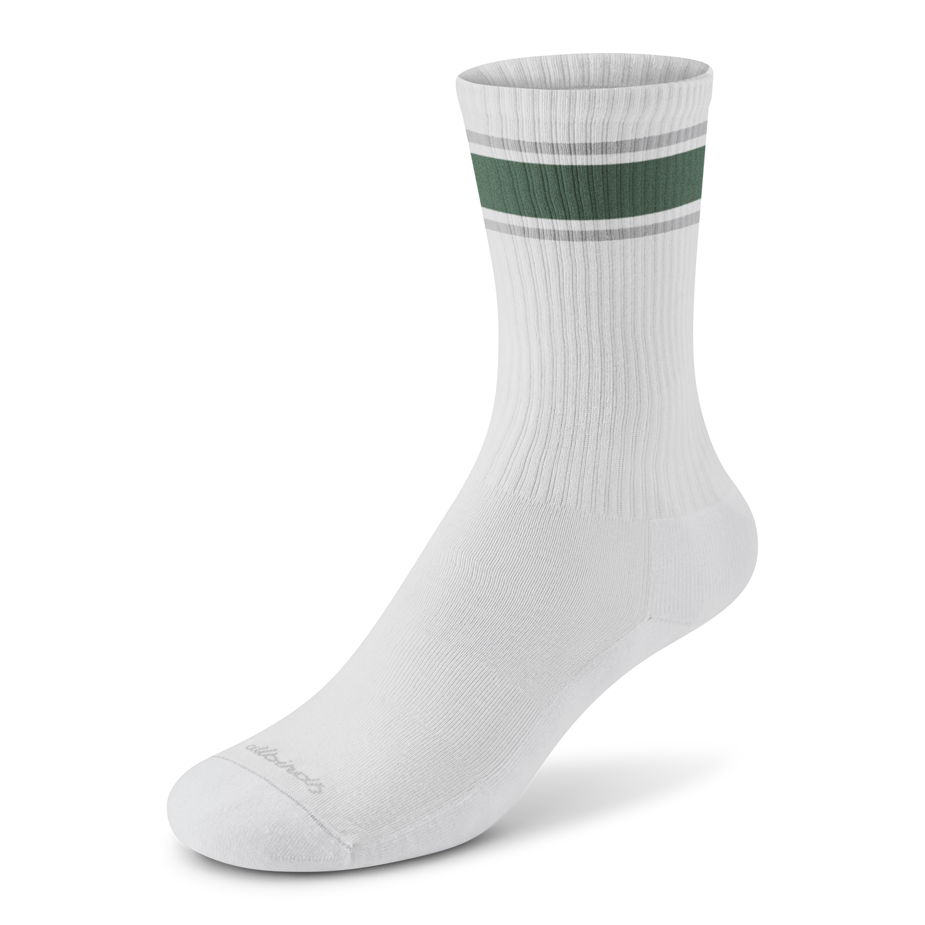 Allbirds Anytime Crew Sock - Blizzard, Verdant Green (Light Grey Sole)