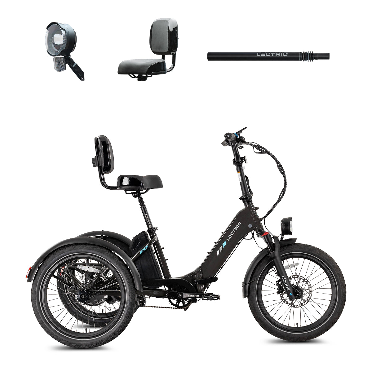 Lectric XP Trike2 Tempest Grey + FREE Support Seat, Elite Headlight, Suspension Seat Post ($257 Va