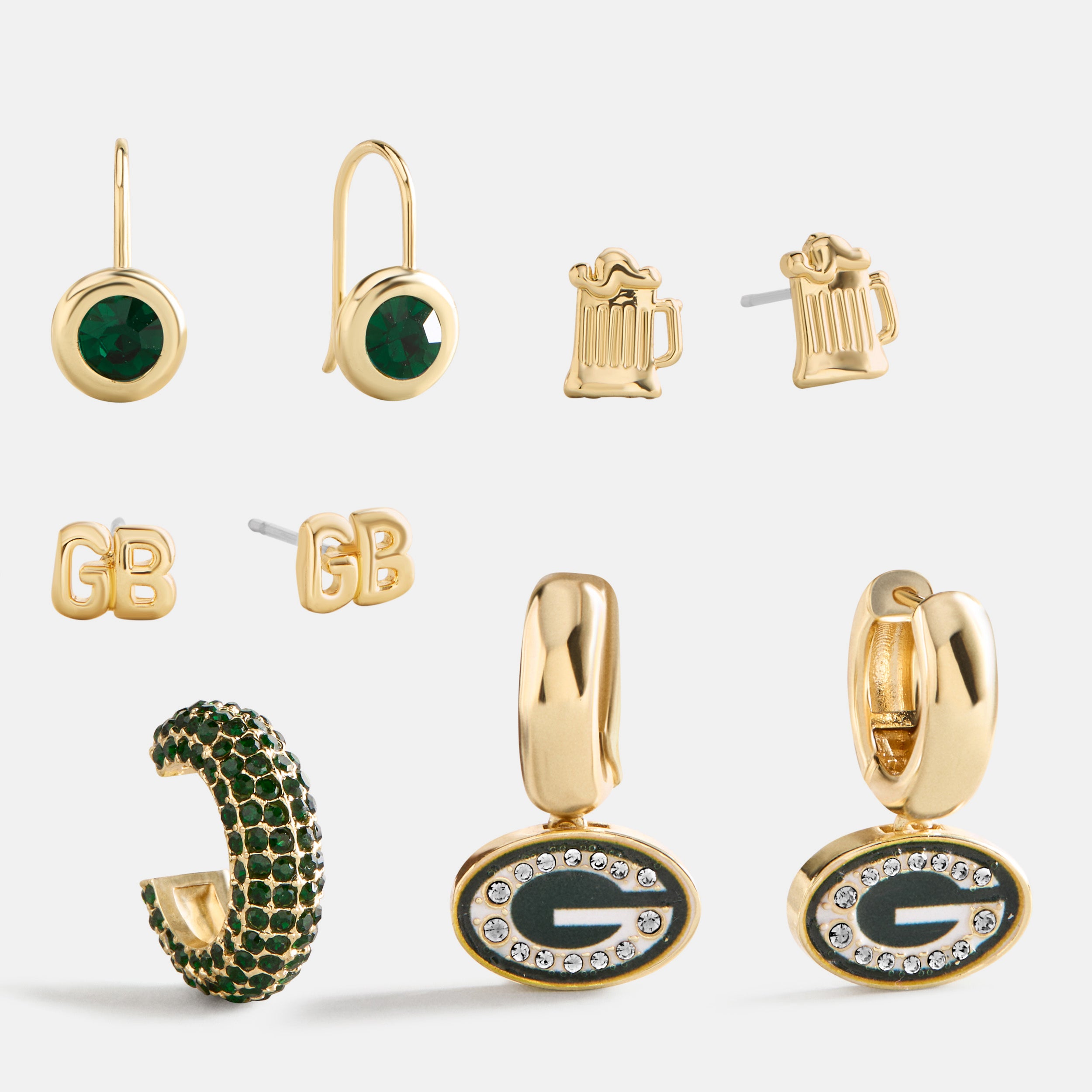 BaubleBar NFL Earring Stack Set - Green Bay Packers