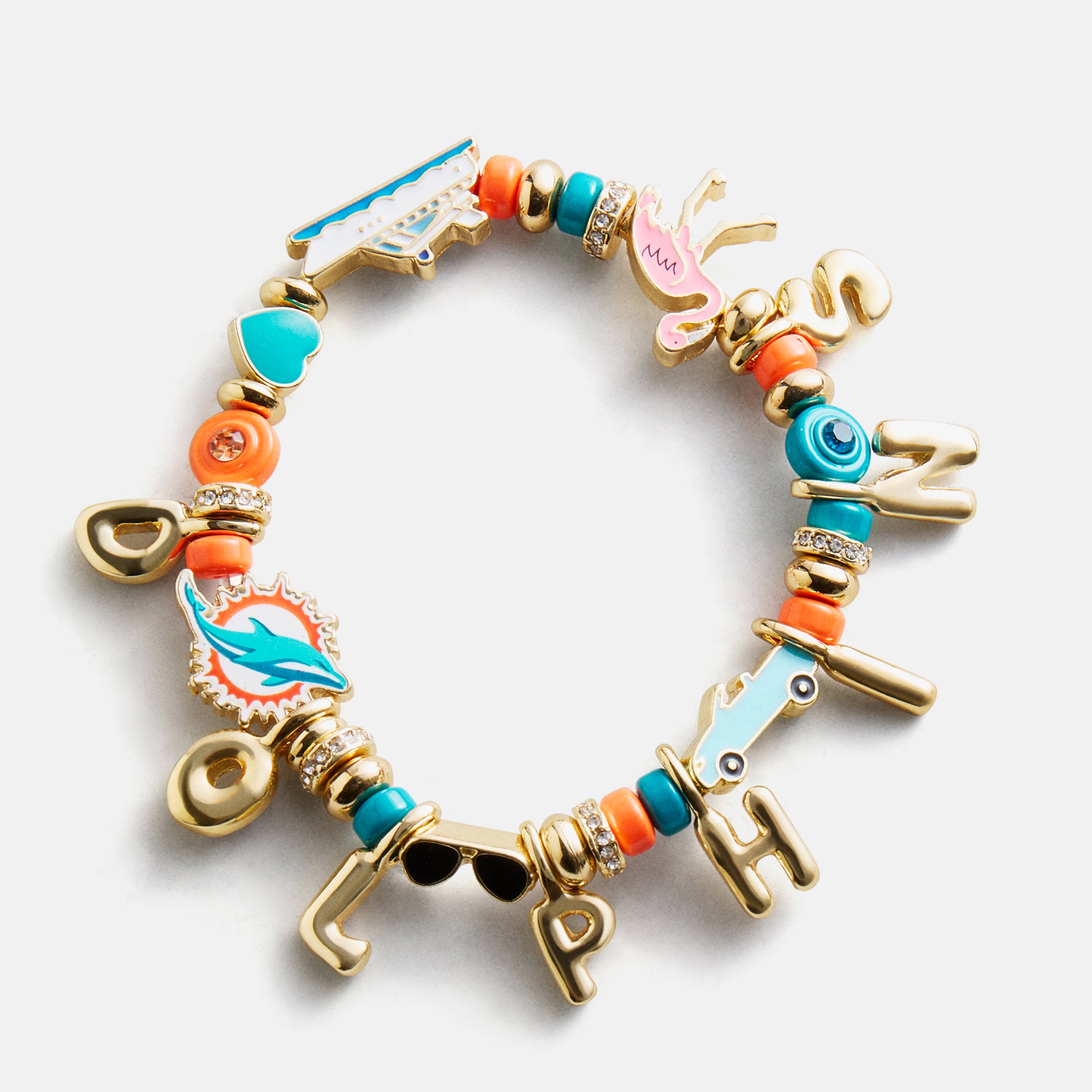 BaubleBar NFL Beaded Charm Bracelet - Miami Dolphins