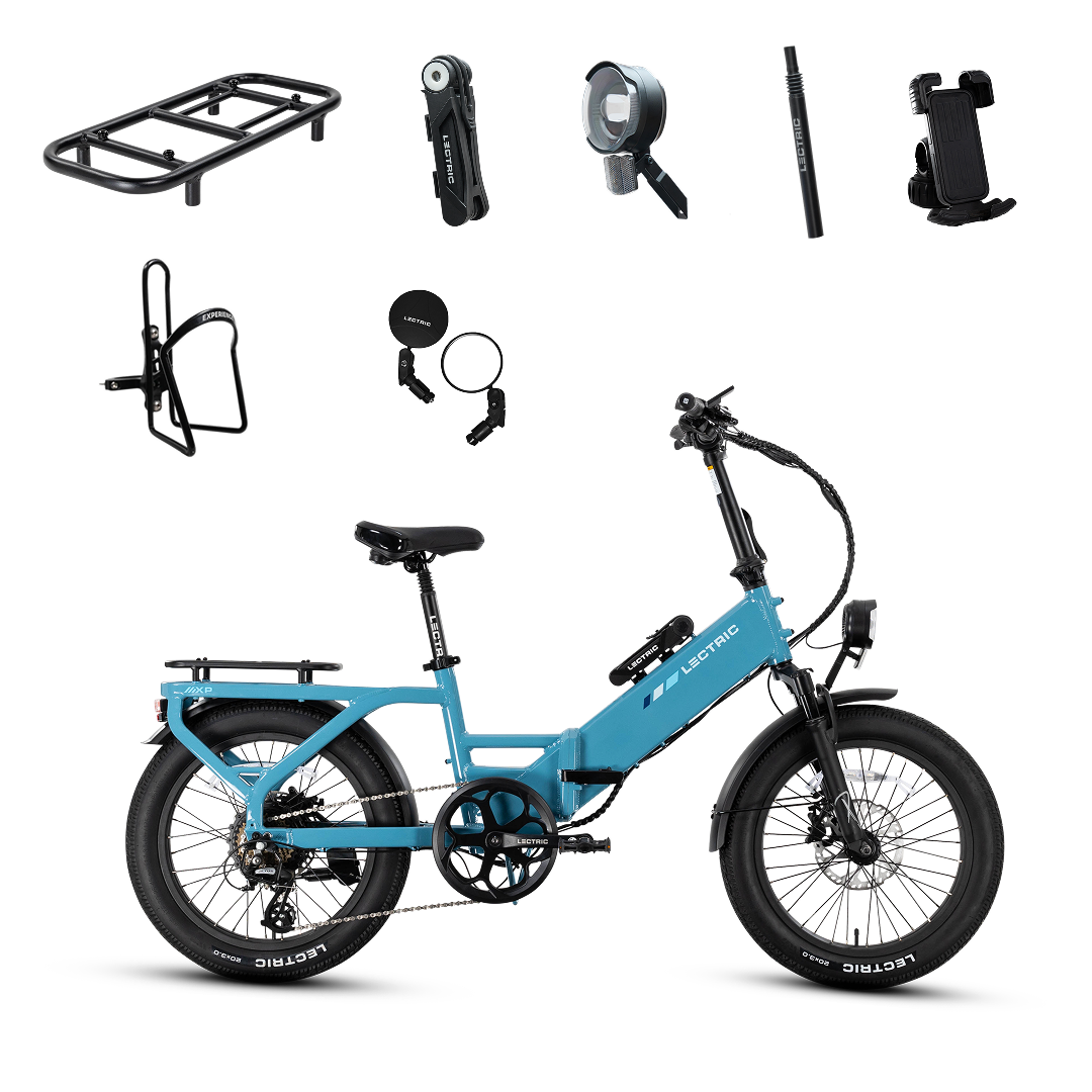 Lectric XP4 750 Step-Thru Raindrop Blue - Labor Day Bundle