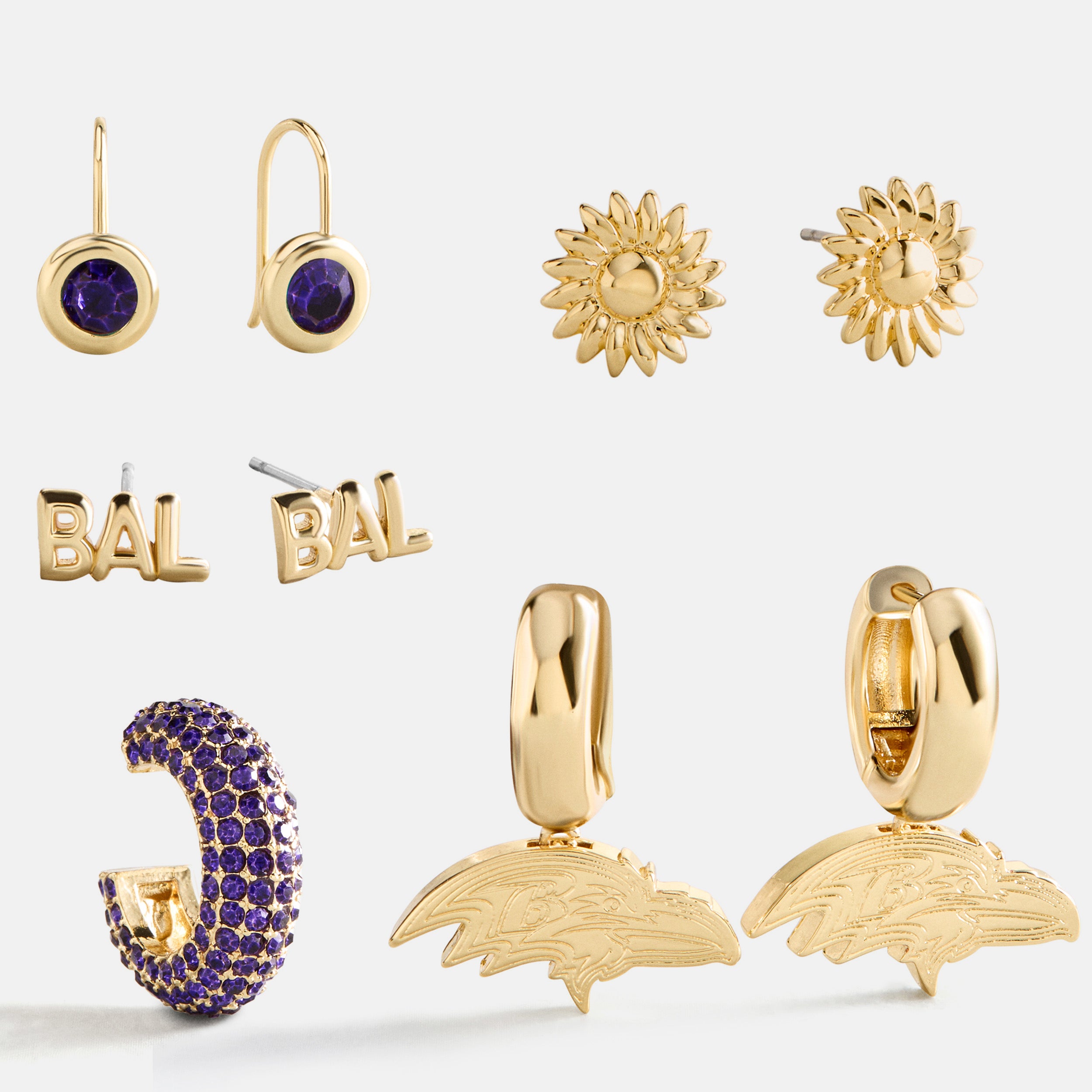 BaubleBar NFL Earring Stack Set - Baltimore Ravens