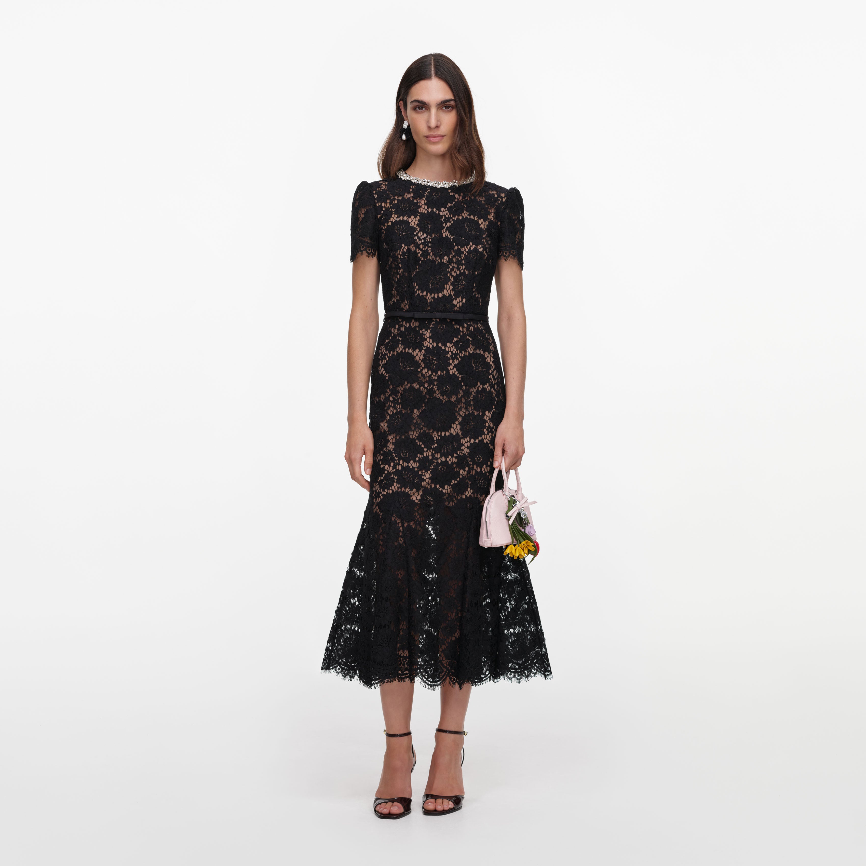 Self Portrait Black Lace Midi Dress