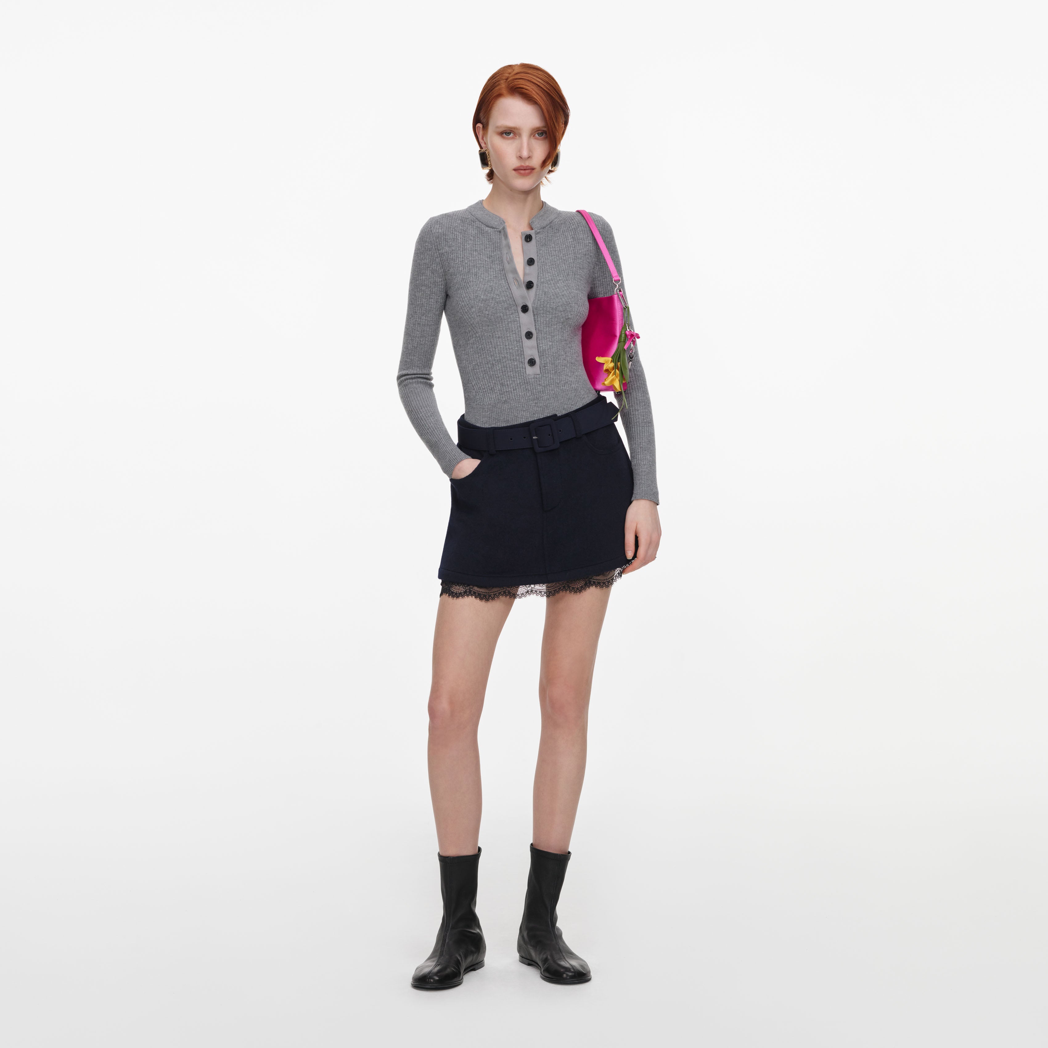 Self Portrait Navy Wool Lace Skort