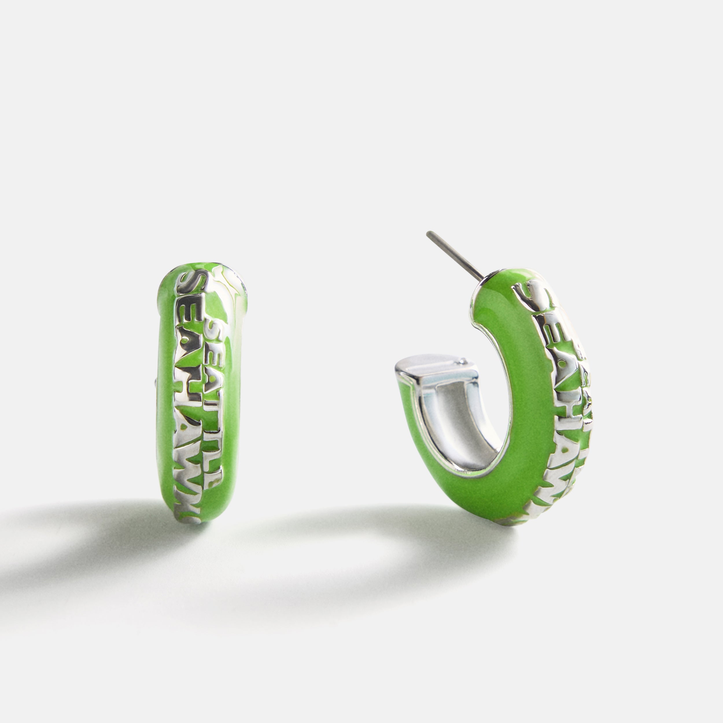 BaubleBar NFL Enamel Hoop Earrings - Seattle Seahawks