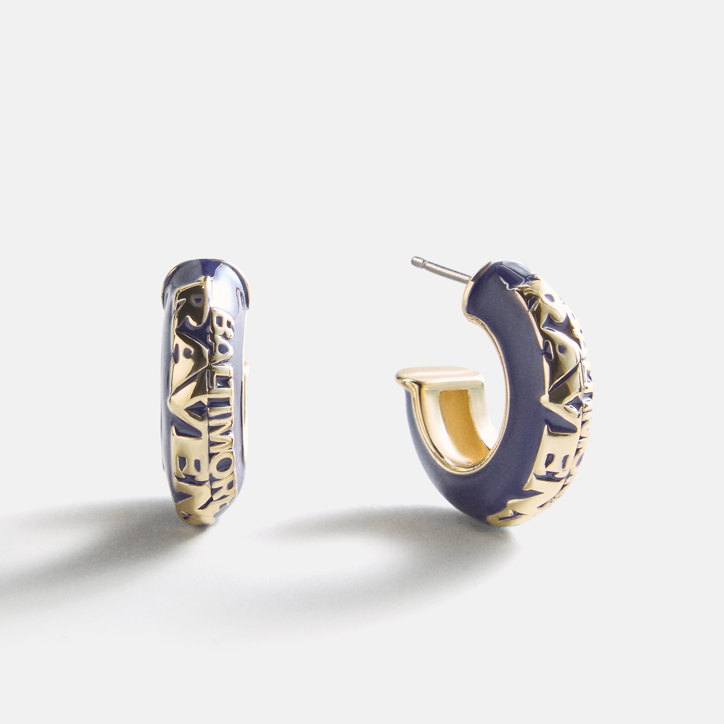 BaubleBar NFL Enamel Hoop Earrings - Baltimore Ravens