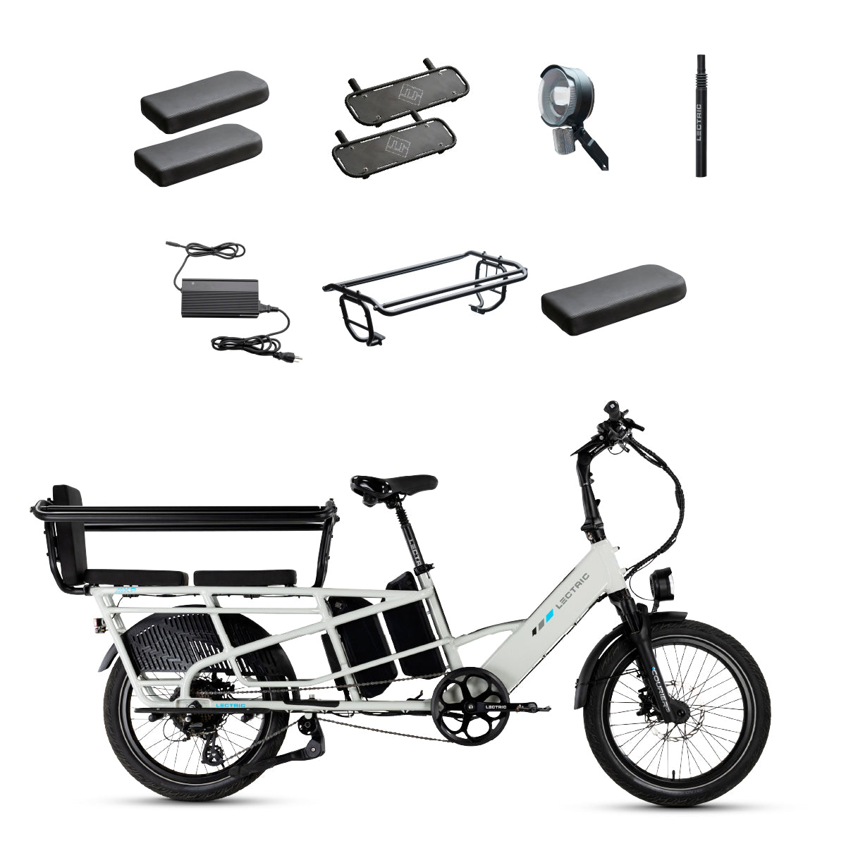Lectric XPedition2 Stratus White Long-Range Dual-Battery + FREE Running Boards, Cushions, Elite He