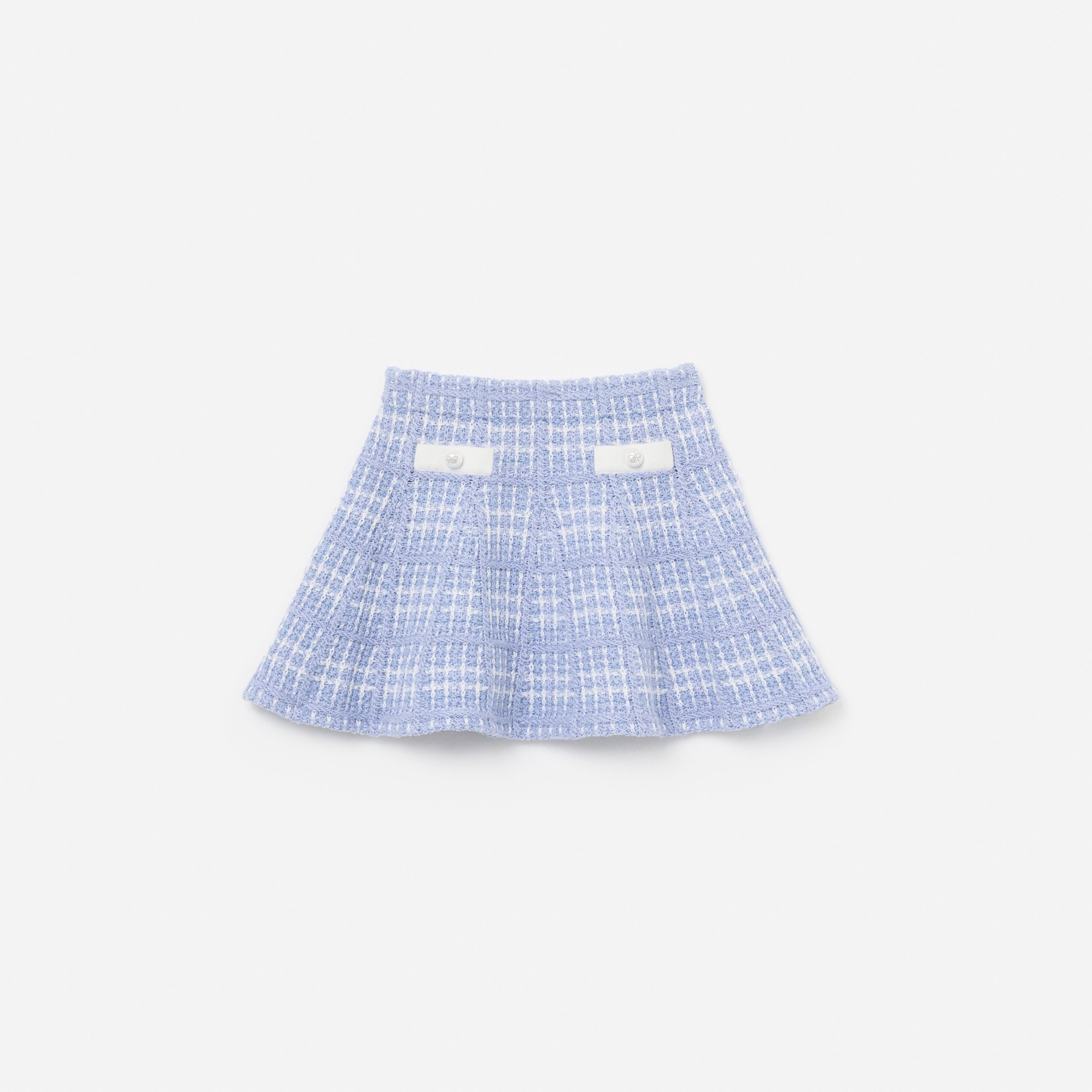 Self Portrait Blue Check Knit Skirt