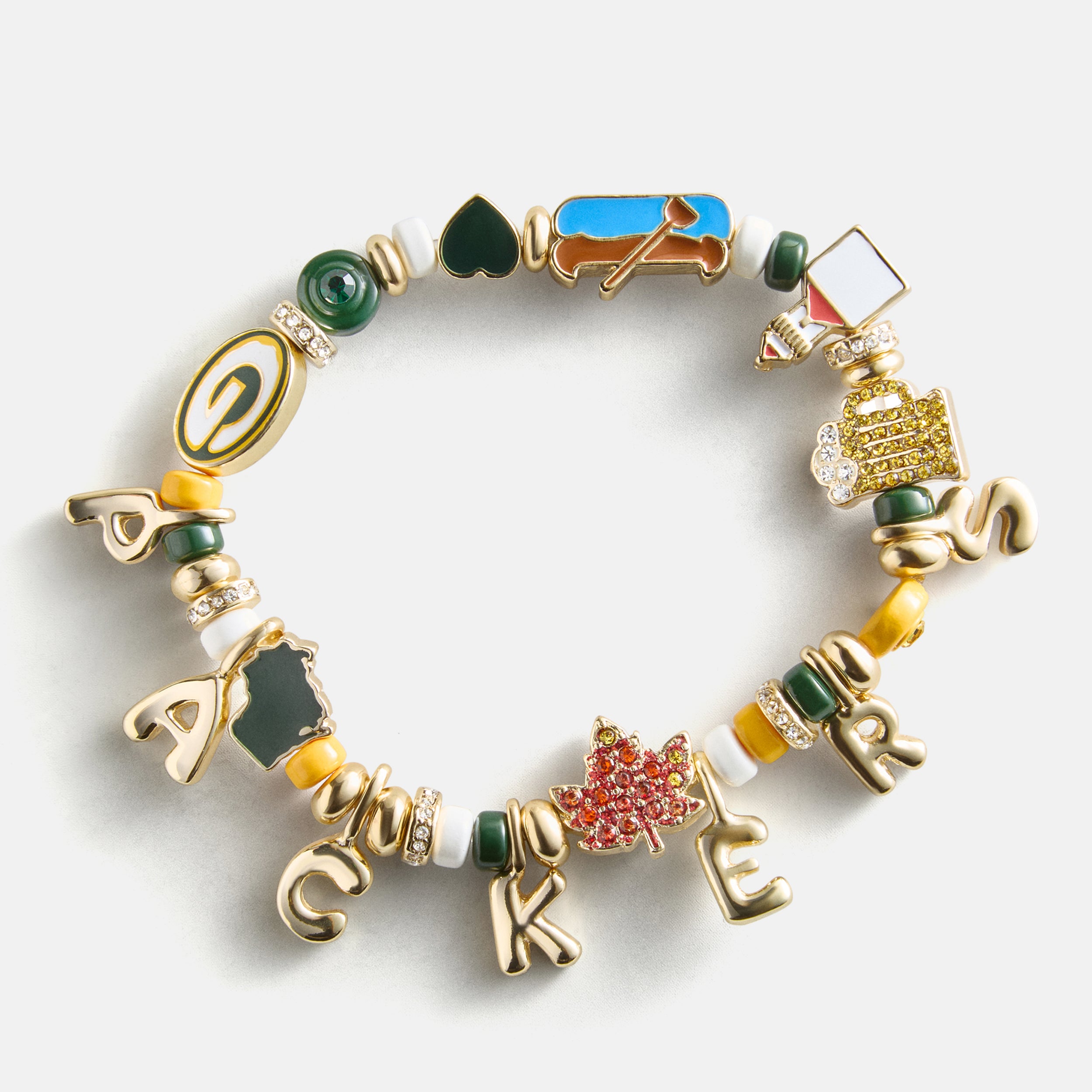 BaubleBar NFL Beaded Charm Bracelet - Green Bay Packers