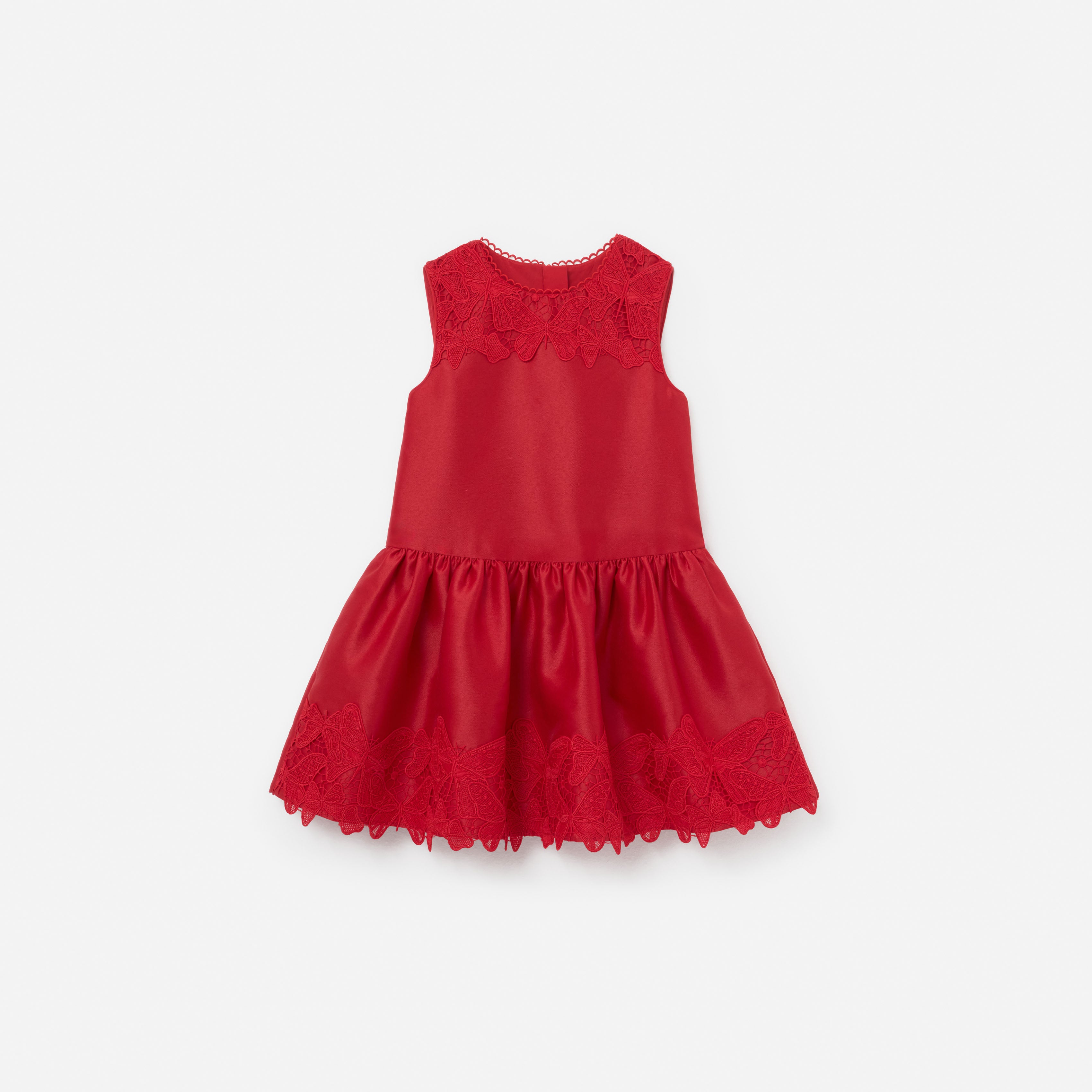 Self Portrait Red Taffeta Lace Dress