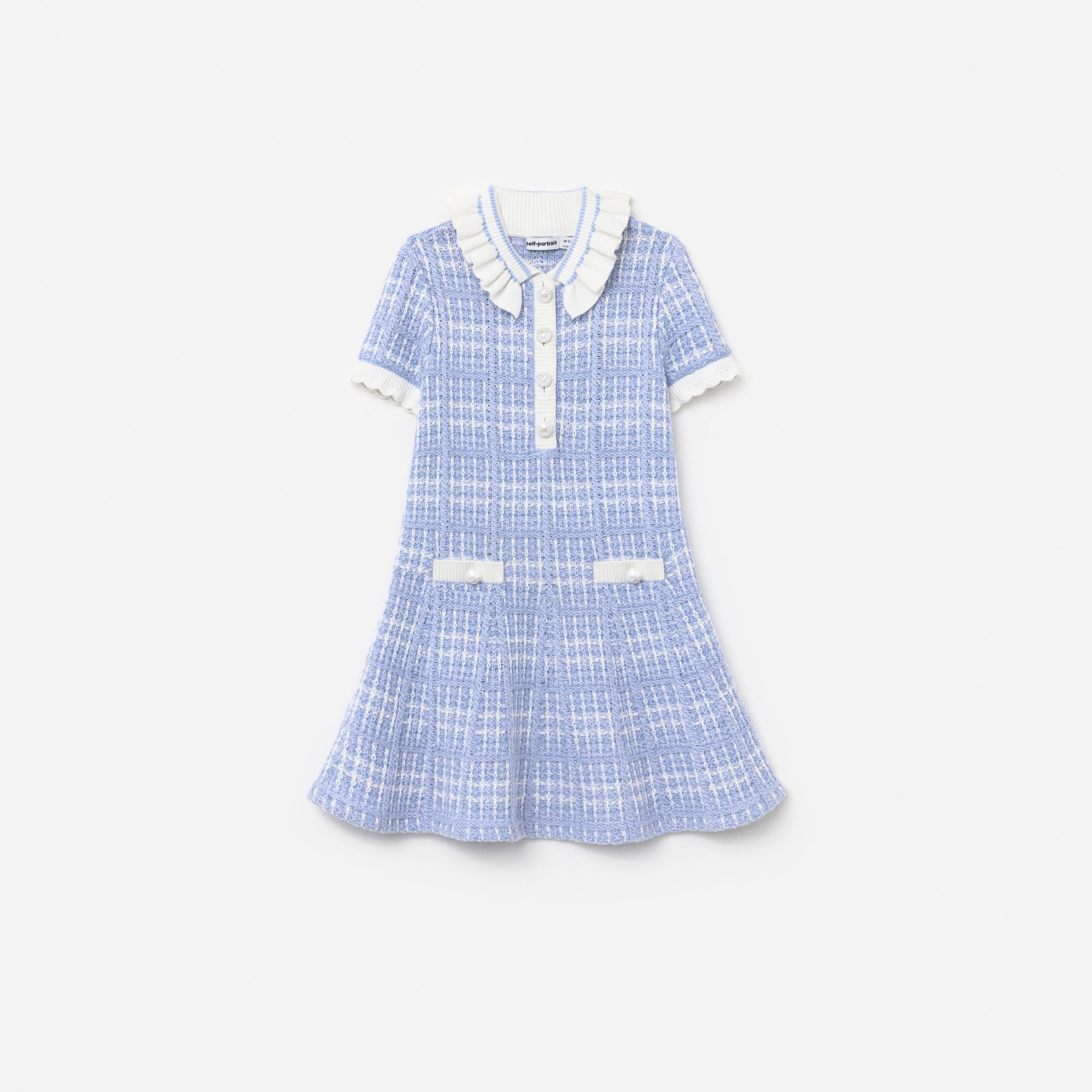 Self Portrait Blue Check Knit Dress