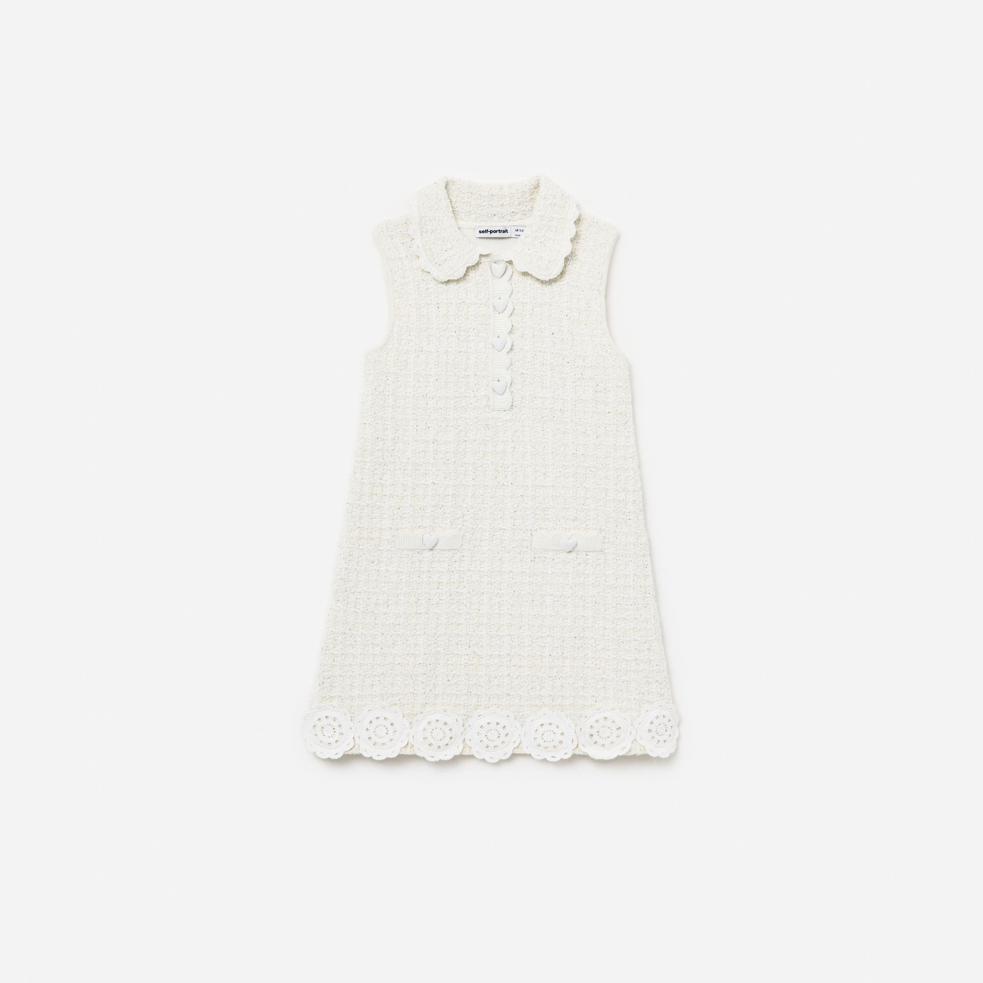 Self Portrait Cream Knit Flower Trim Dress