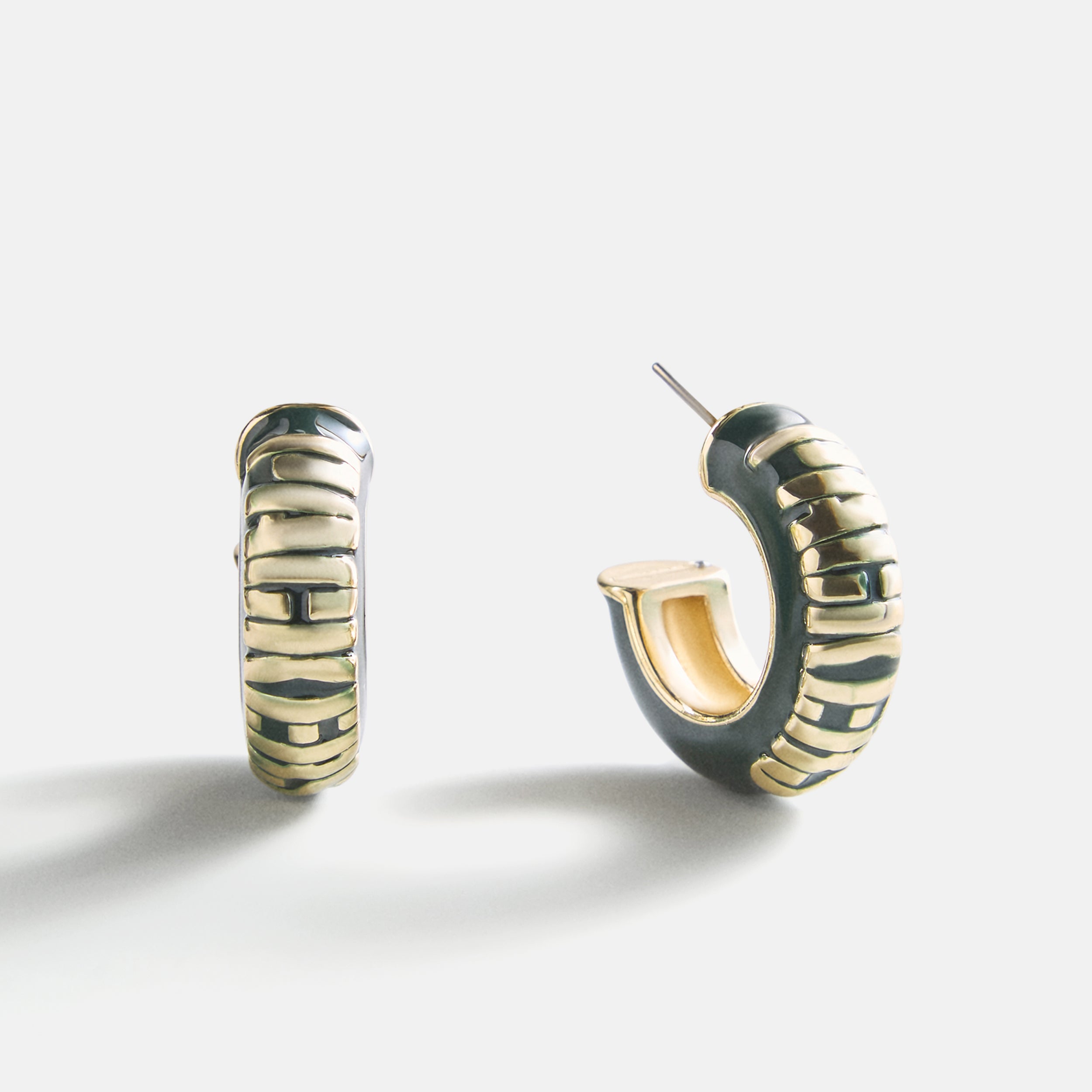BaubleBar NFL Enamel Hoop Earrings - Green Bay Packers