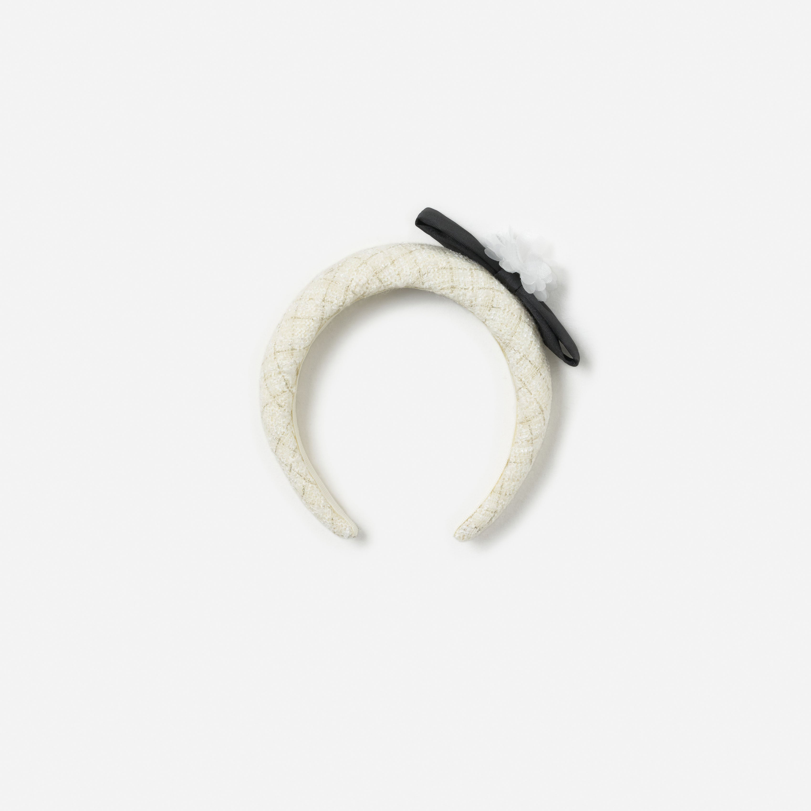 Self Portrait Cream Boucle Flower Bow Headband