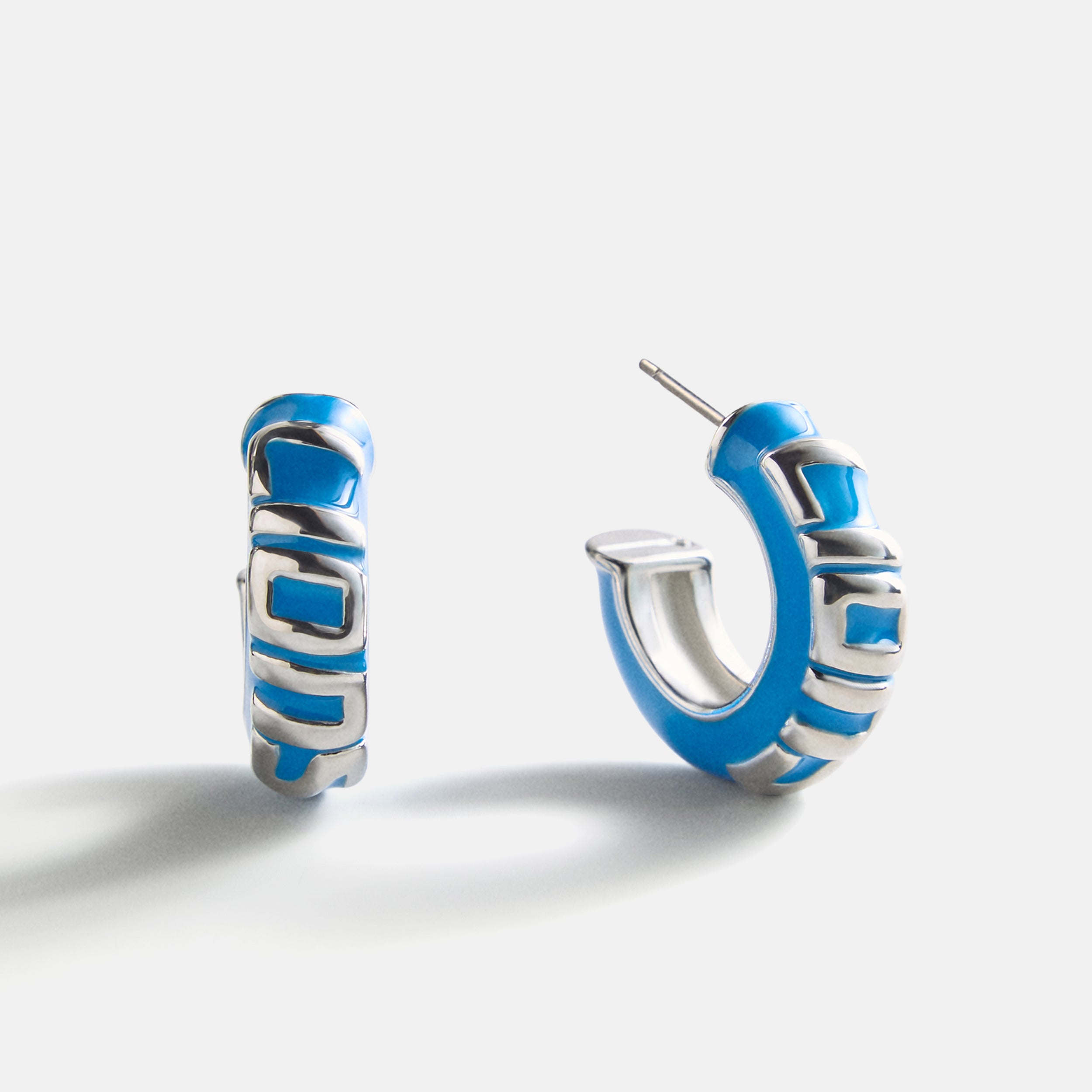 BaubleBar NFL Enamel Hoop Earrings - Detroit Lions