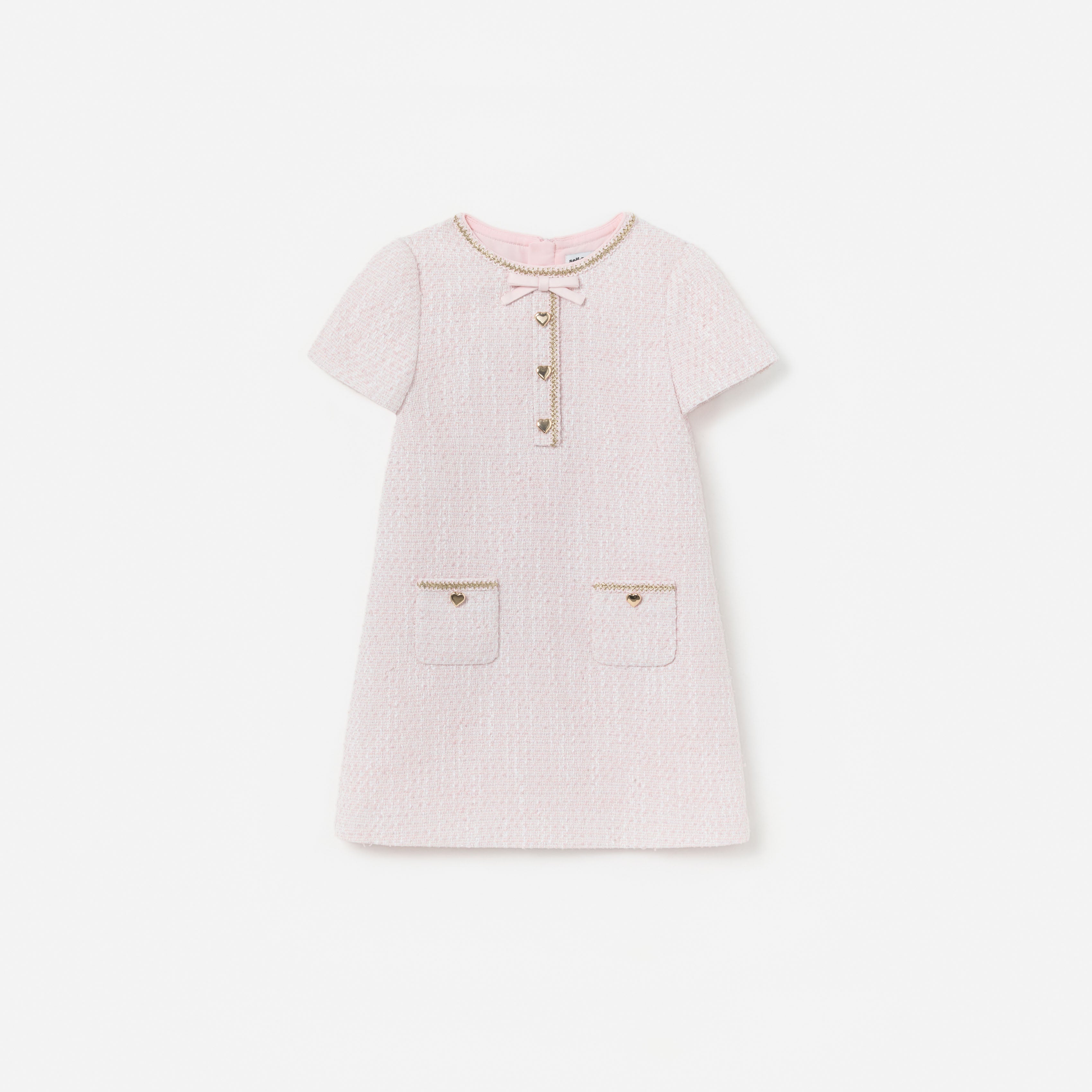 Self Portrait Pink Boucle Braided Trim Dress