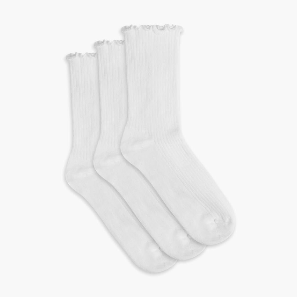 Thursdayboots Women’s Ruffle Rib Quarter Sock | White 3-Pack