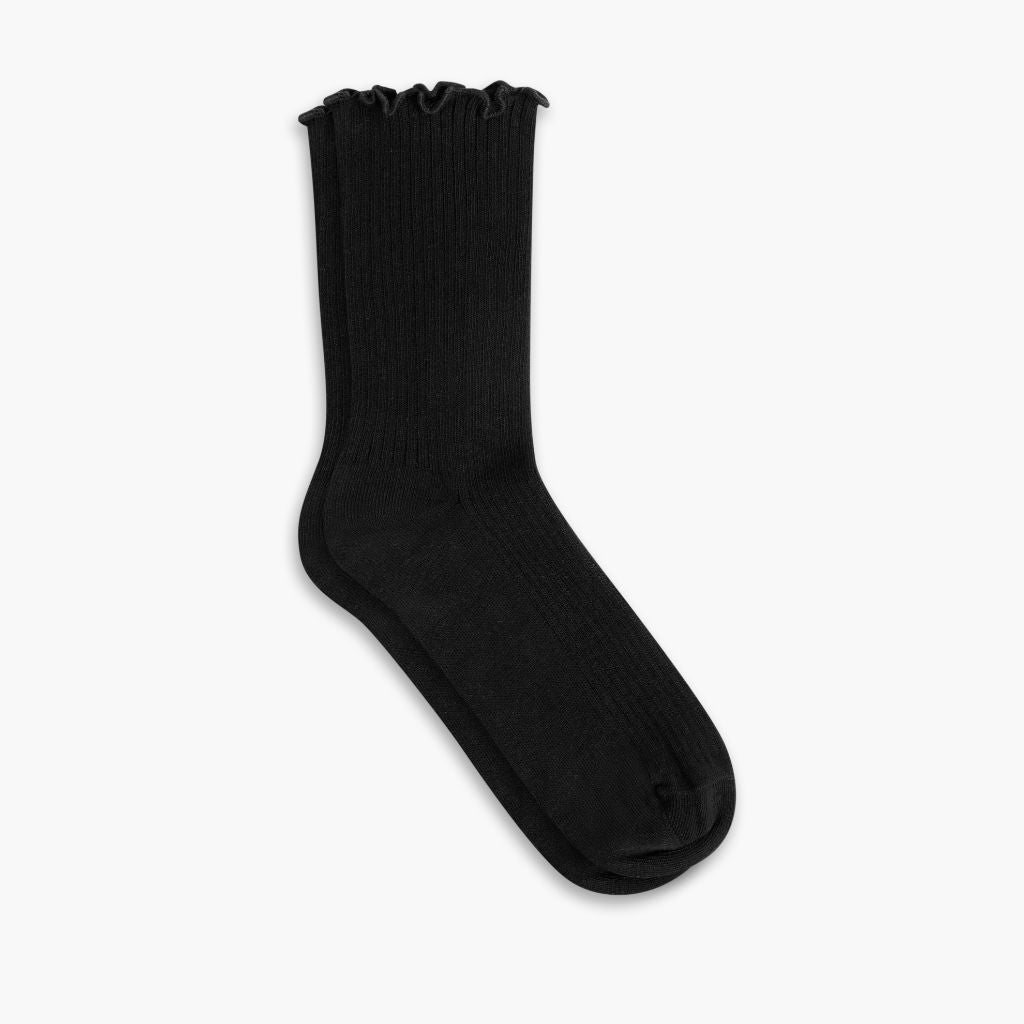 Thursdayboots Women’s Ruffle Rib Quarter Sock | Black