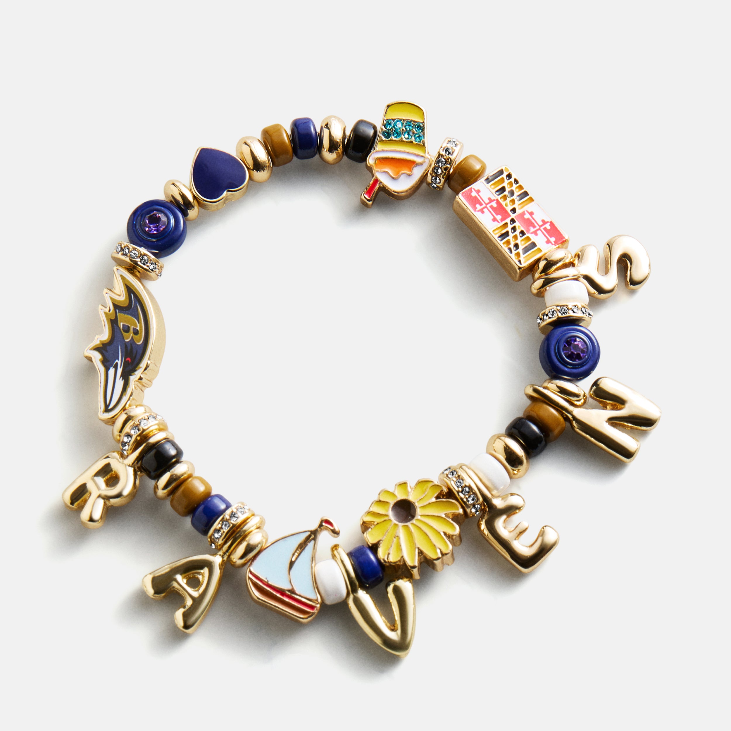 BaubleBar NFL Beaded Charm Bracelet - Baltimore Ravens