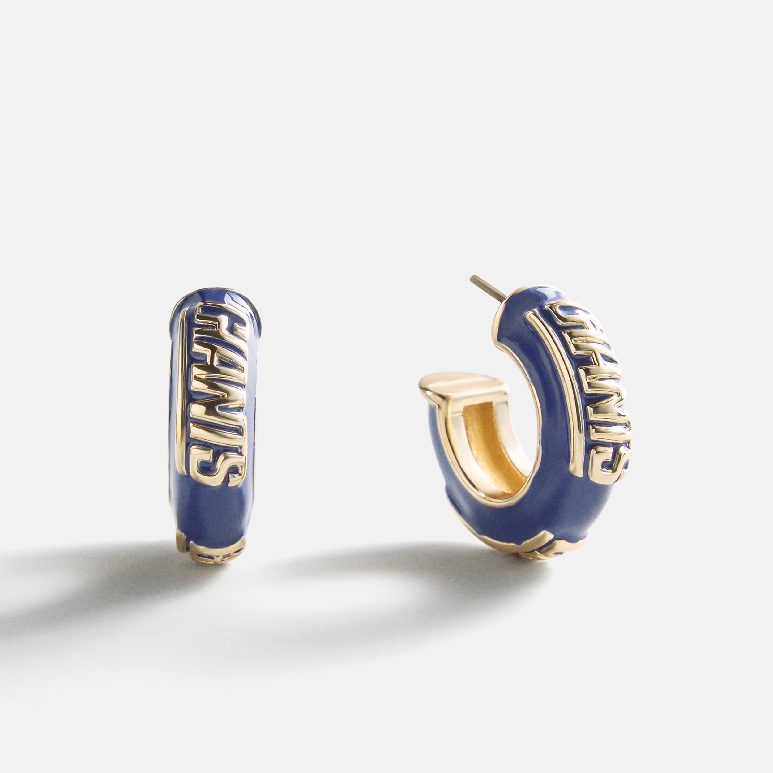 BaubleBar NFL Enamel Hoop Earrings - New York Giants