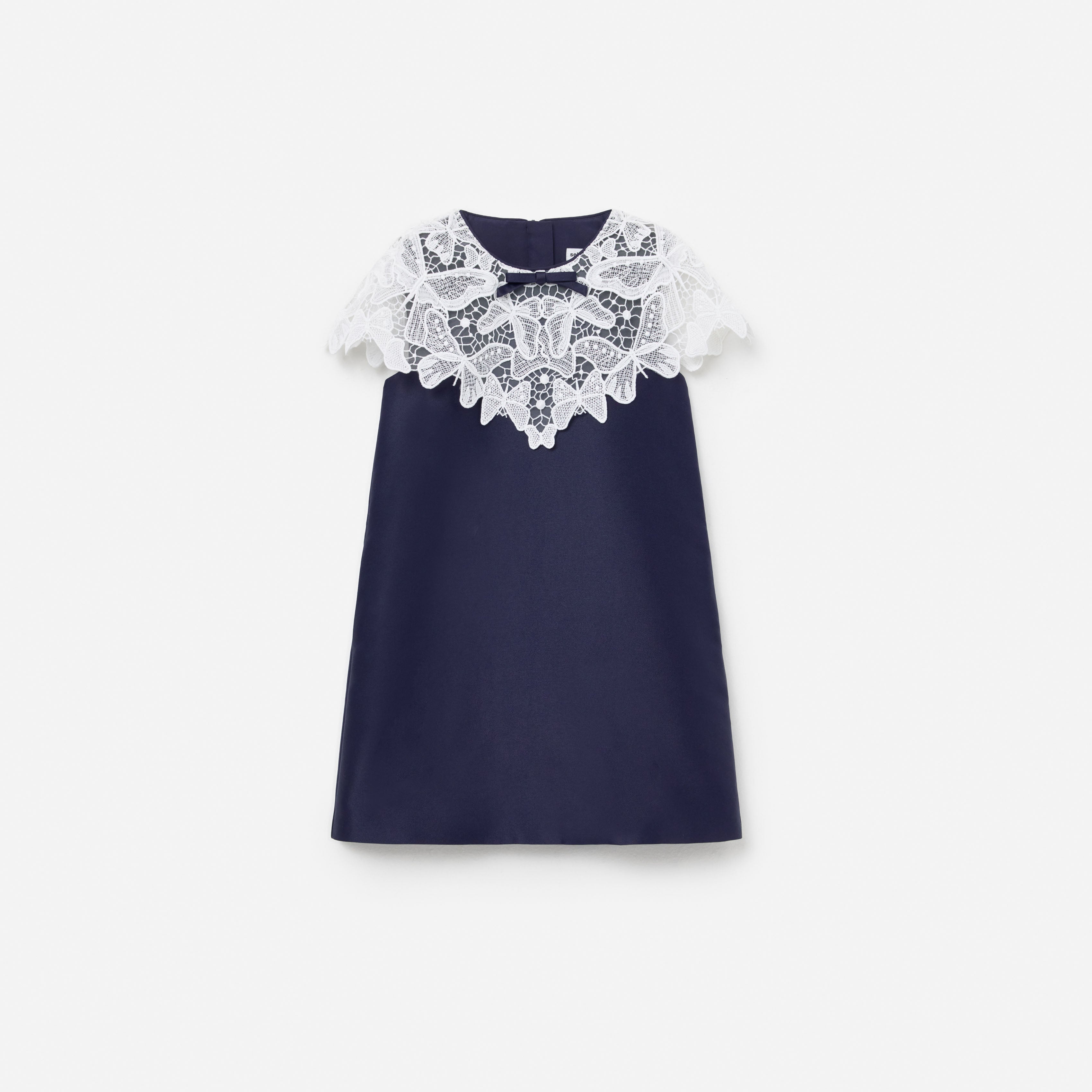 Self Portrait Navy Taffeta Butterfly Lace Dress