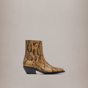 Amiri WOMEN - WOMEN'S PYTHON EMBOSSED PRINT RYDER BOOT - Brown