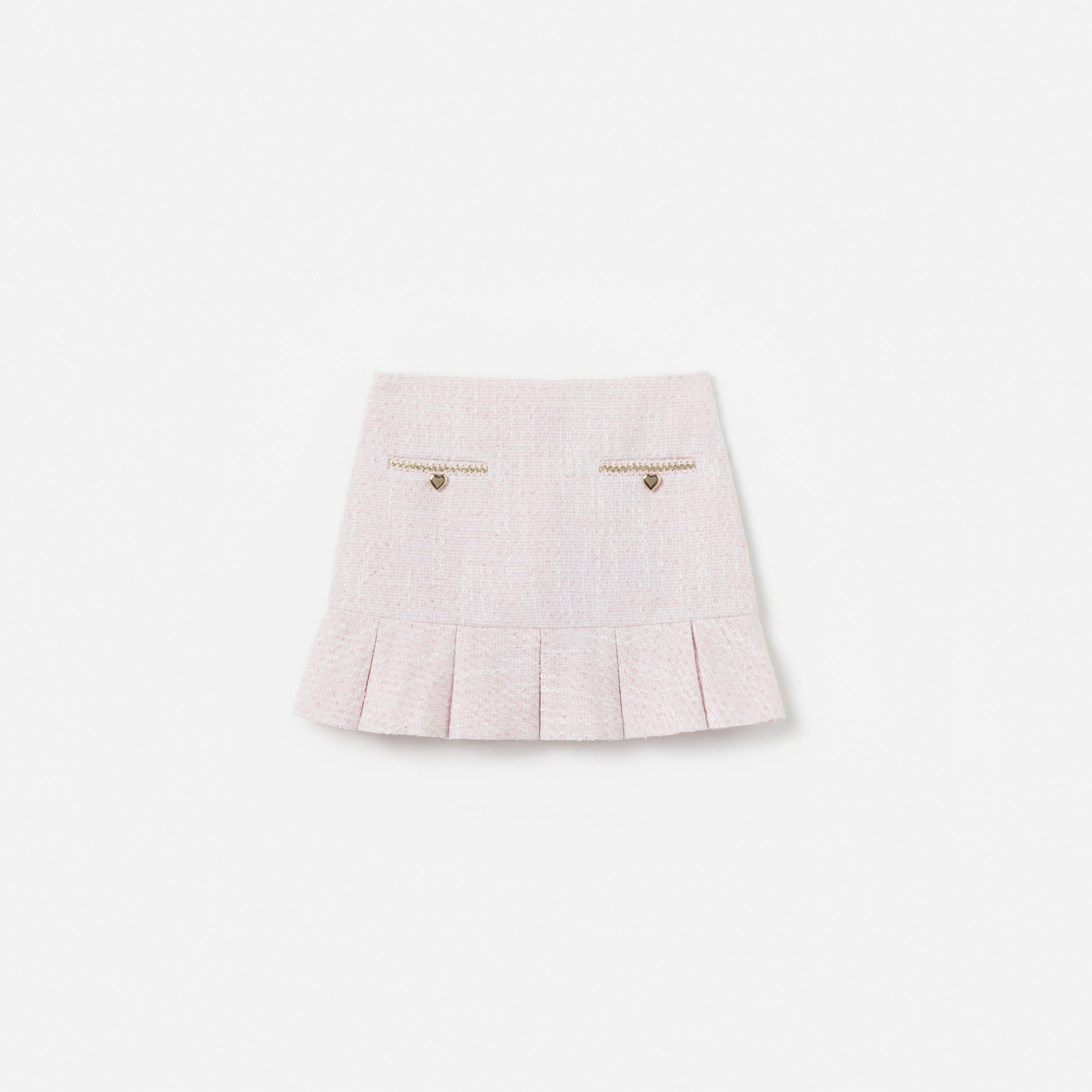 Self Portrait Pink Boucle Pleated Skirt
