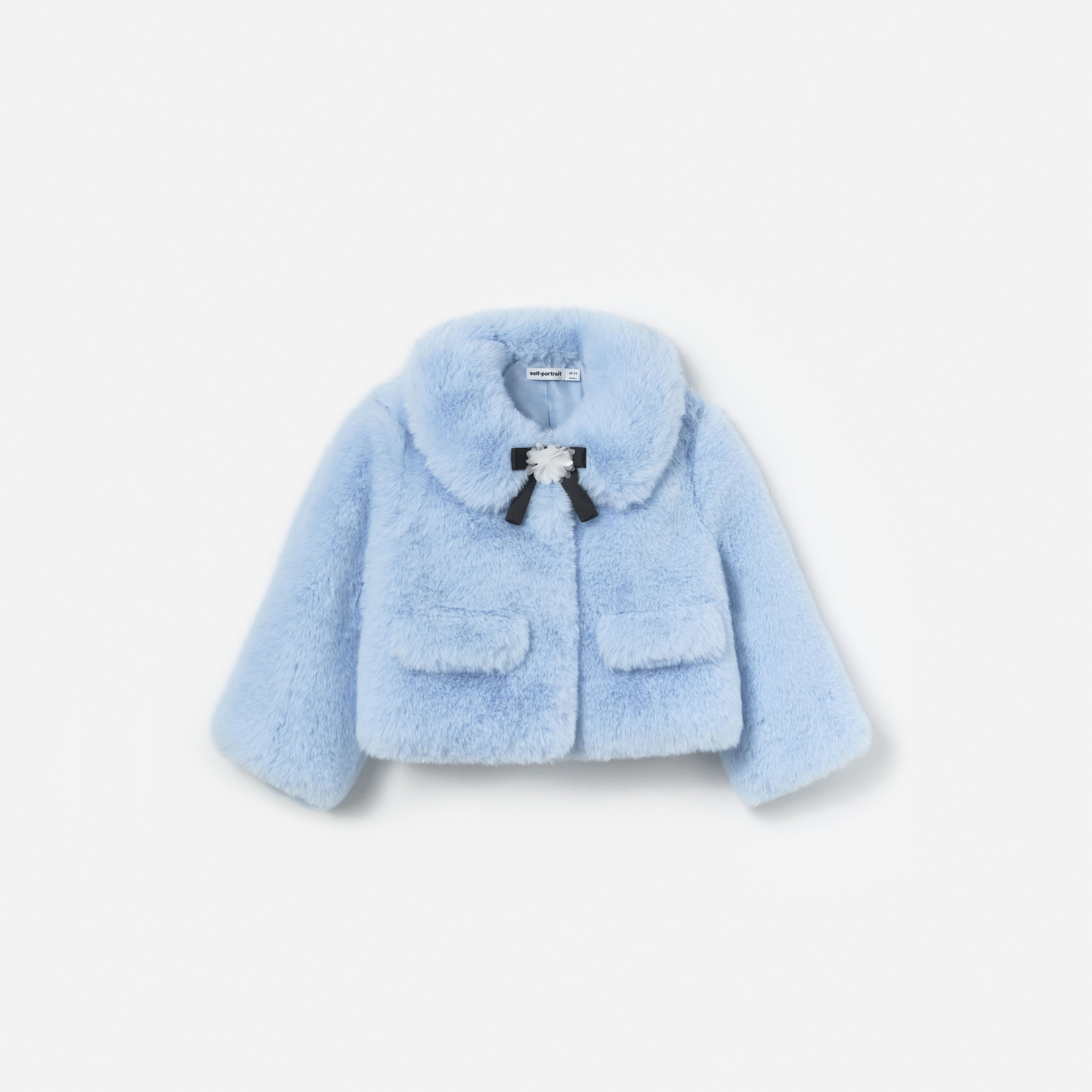 Self Portrait Blue Faux Fur Bow Jacket