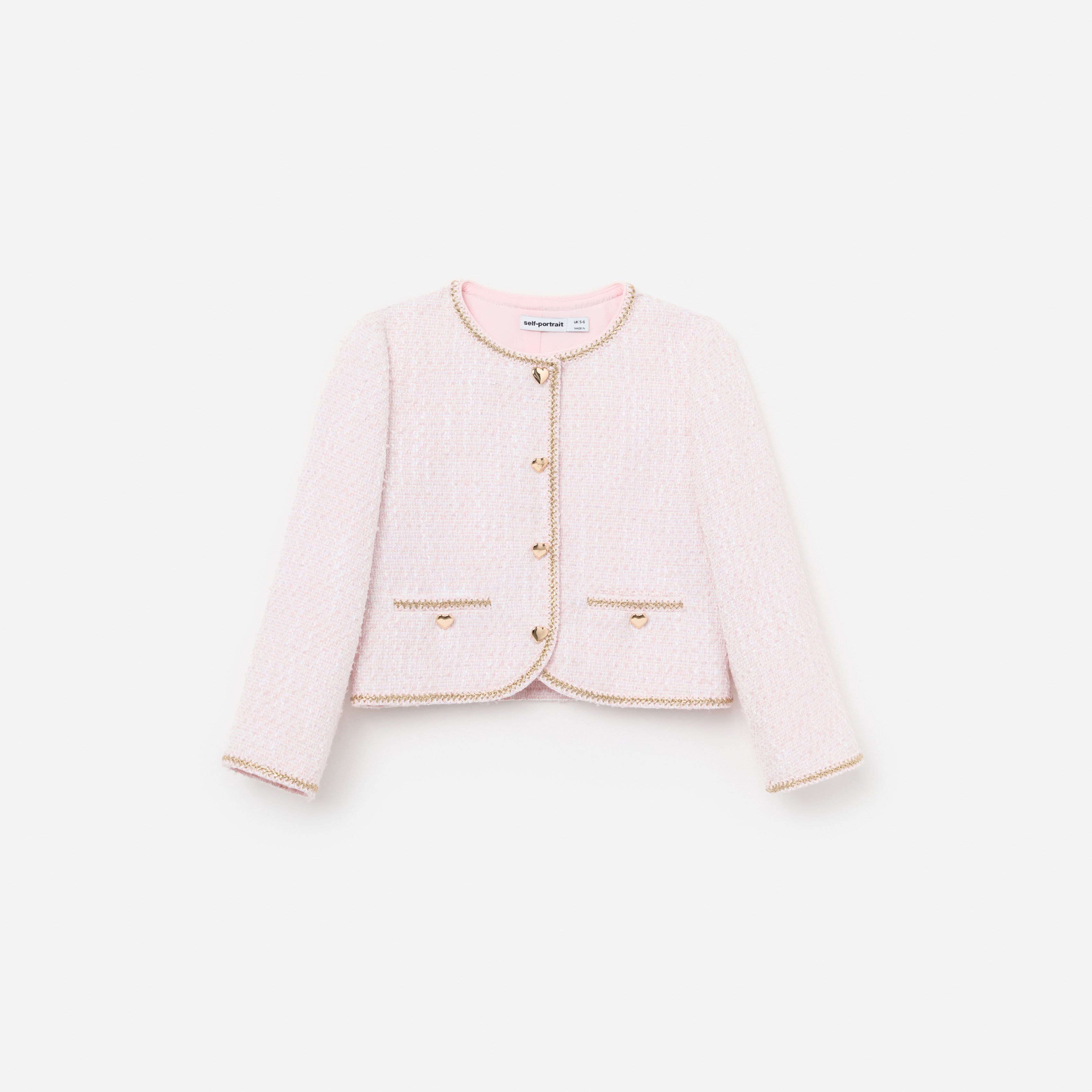 Self Portrait Pink Boucle Braided Trim Jacket