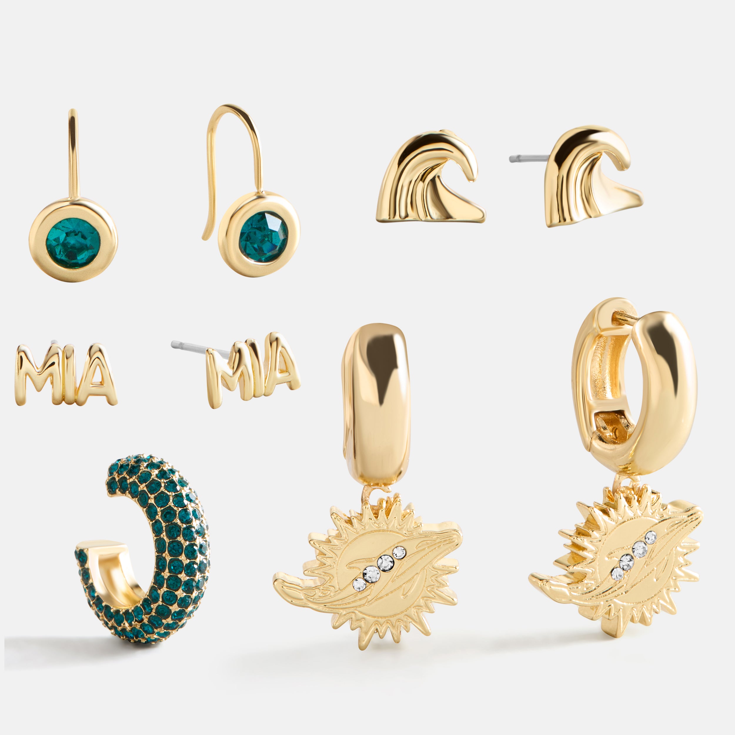BaubleBar NFL Earring Stack Set - Miami Dolphins