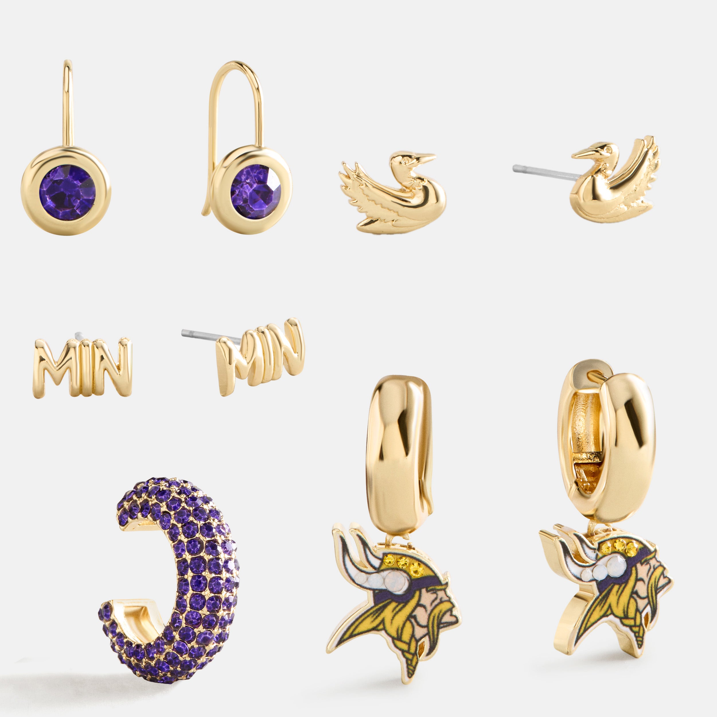 BaubleBar NFL Earring Stack Set - Minnesota Vikings