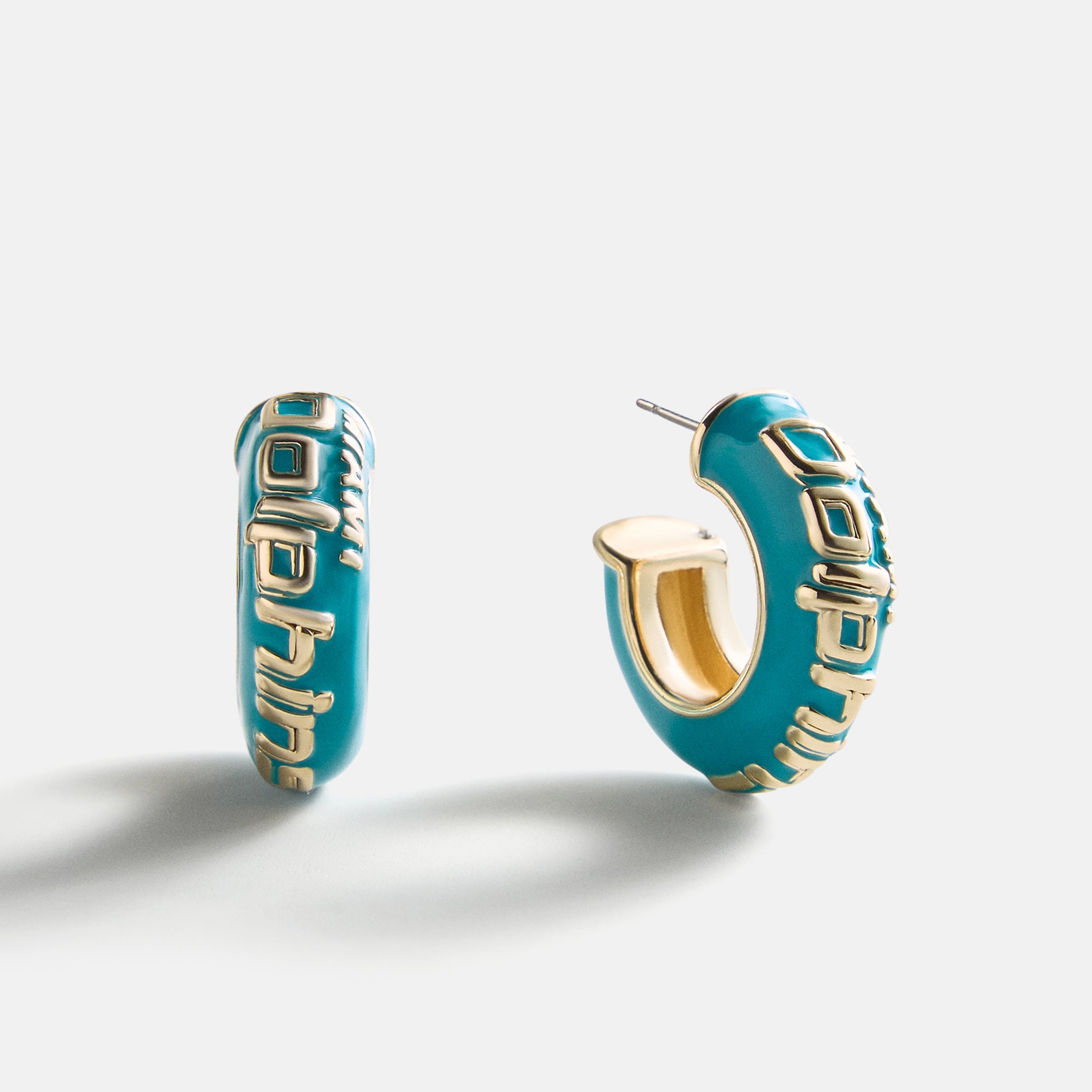 BaubleBar NFL Enamel Hoop Earrings - Miami Dolphins