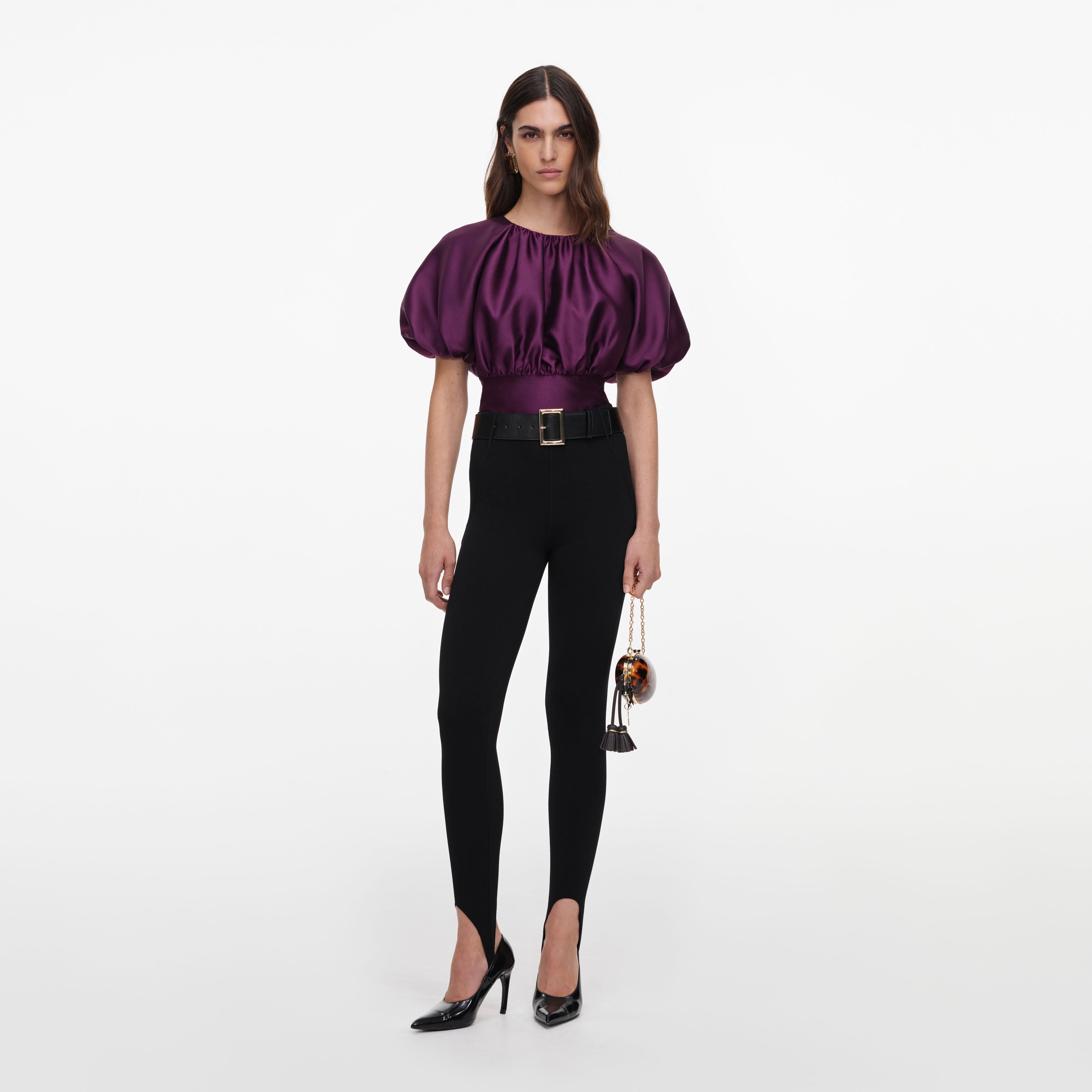Self Portrait Purple Taffeta Top