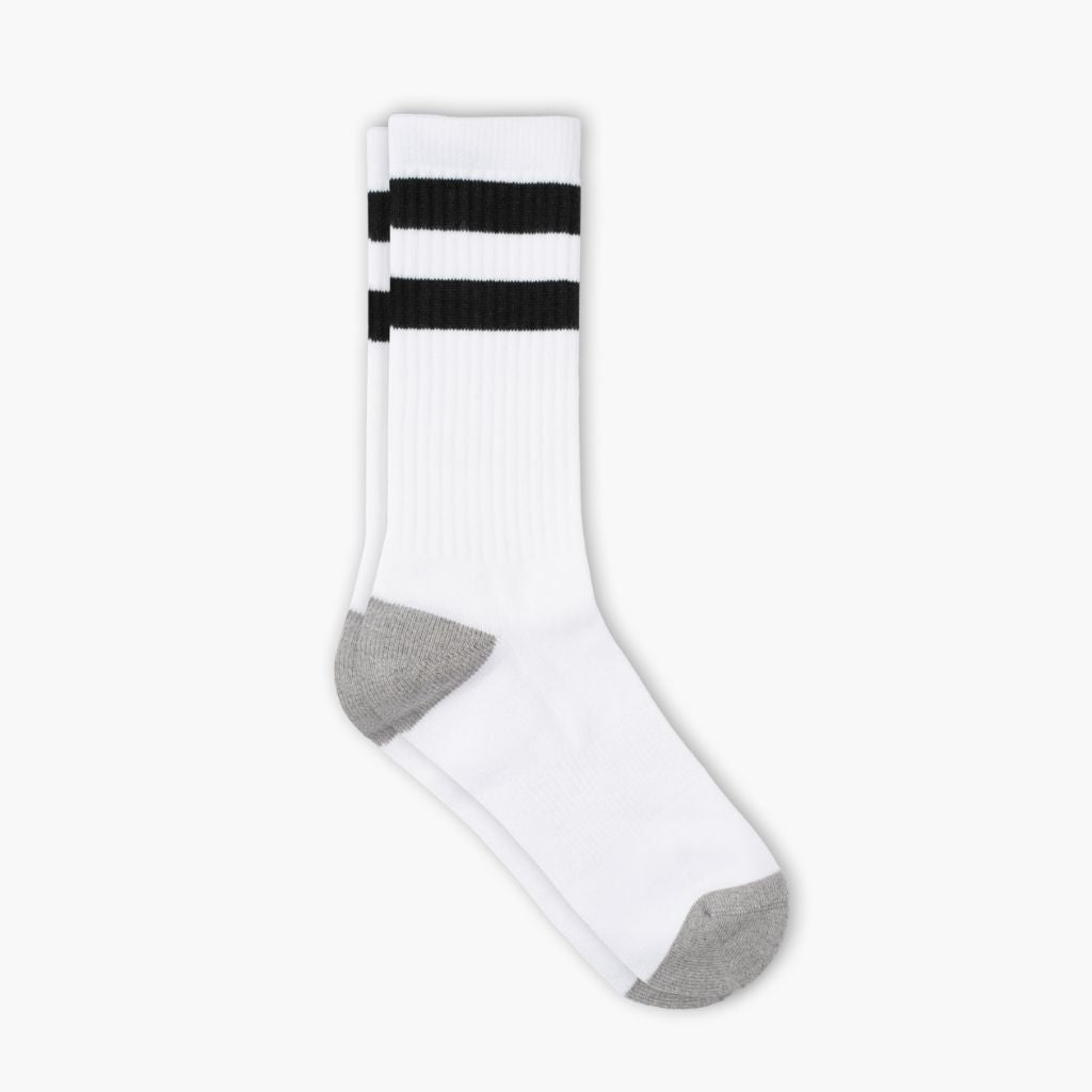 Thursdayboots Men's Cotton Crew Sock | White x Black Stripe