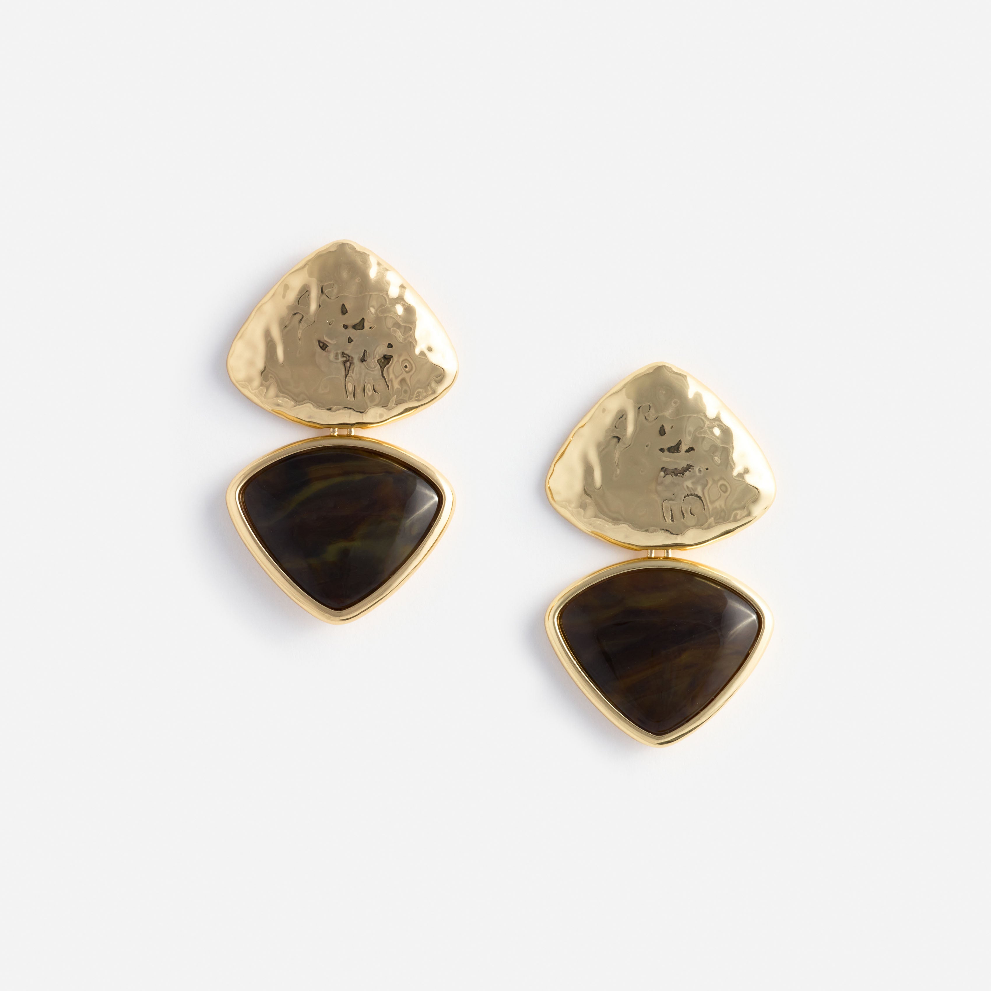 Self Portrait Mottled Gold Brown Enamel Earring