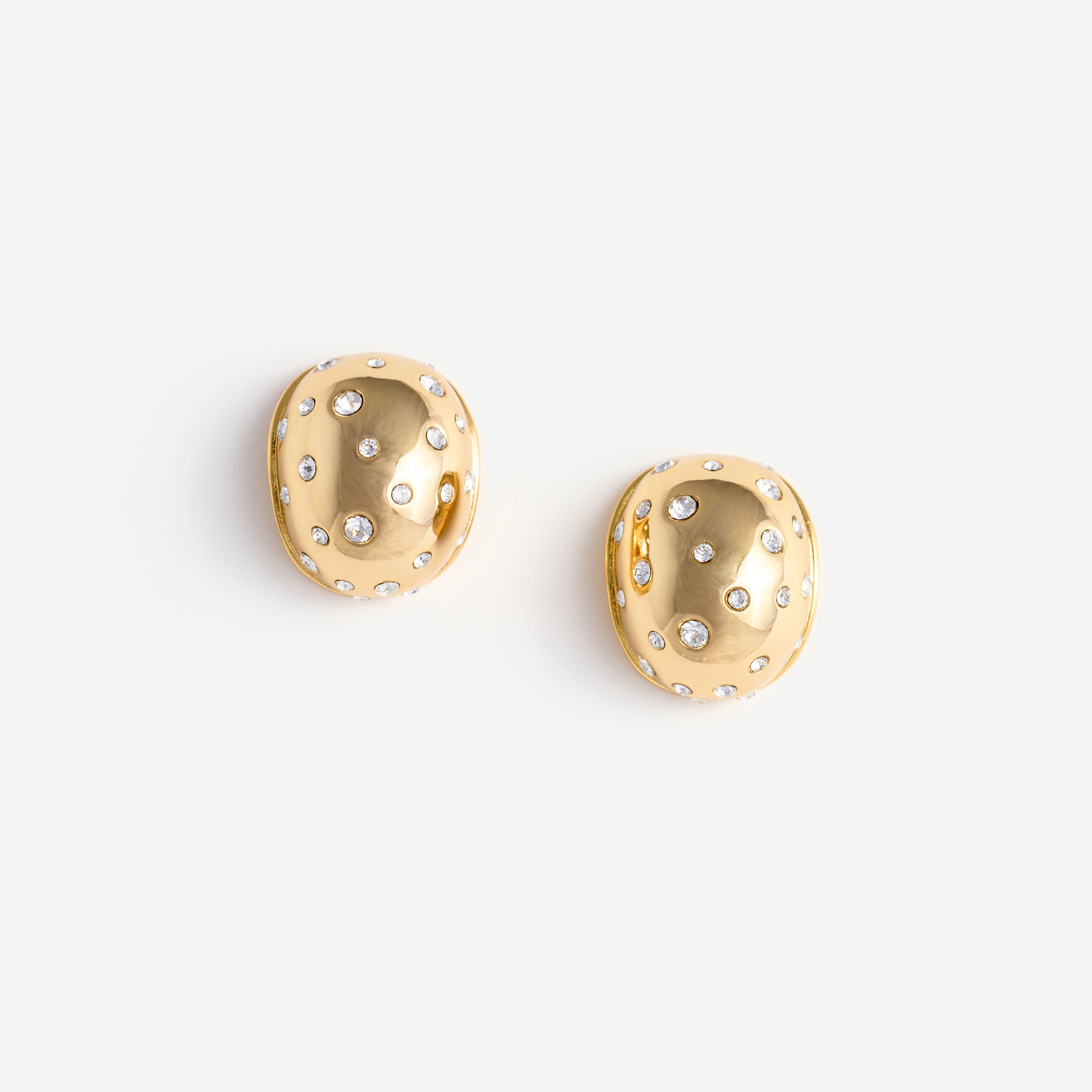 Self Portrait Gold Curved Crystal Earring