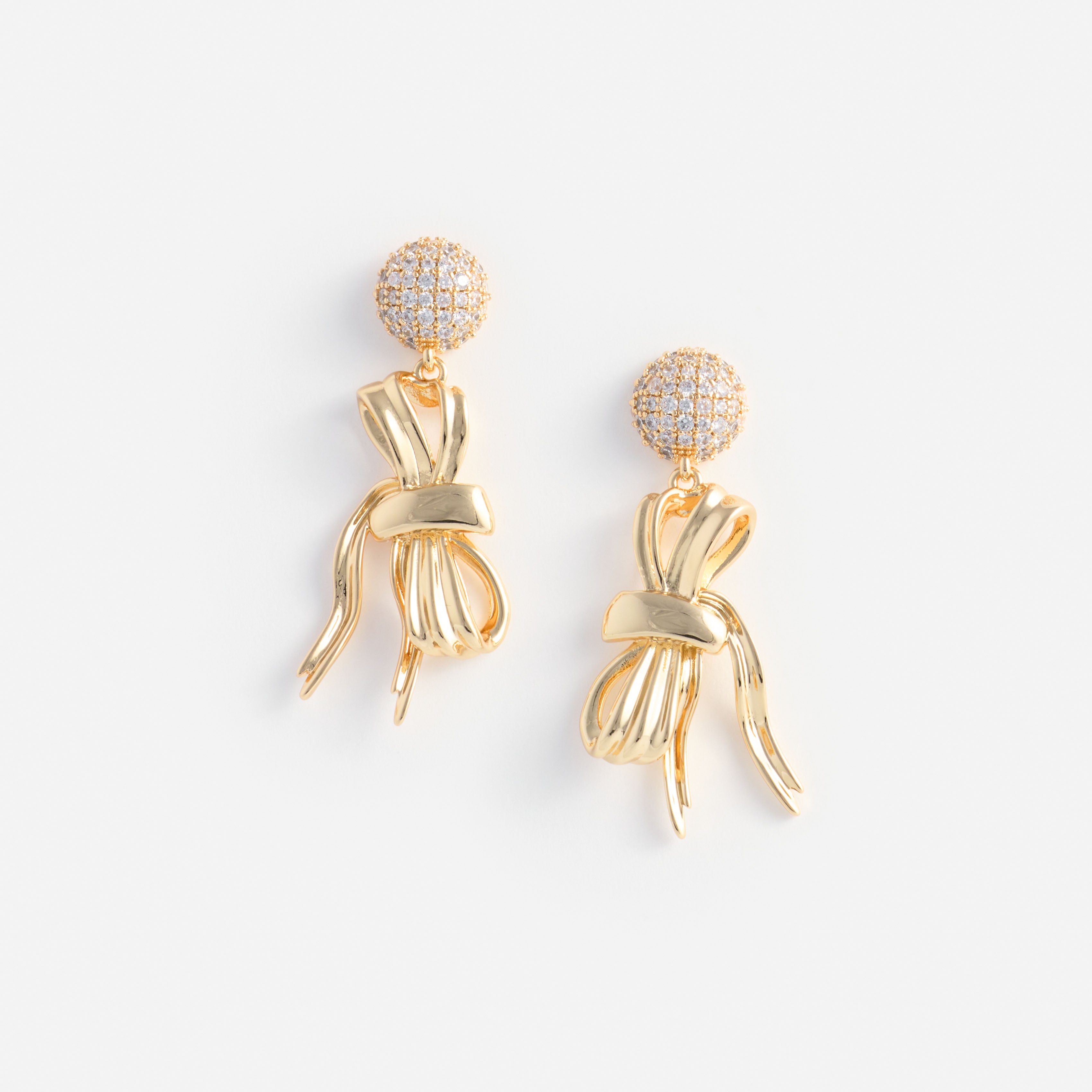 Self Portrait Gold Crystal Sideward Bow Earring