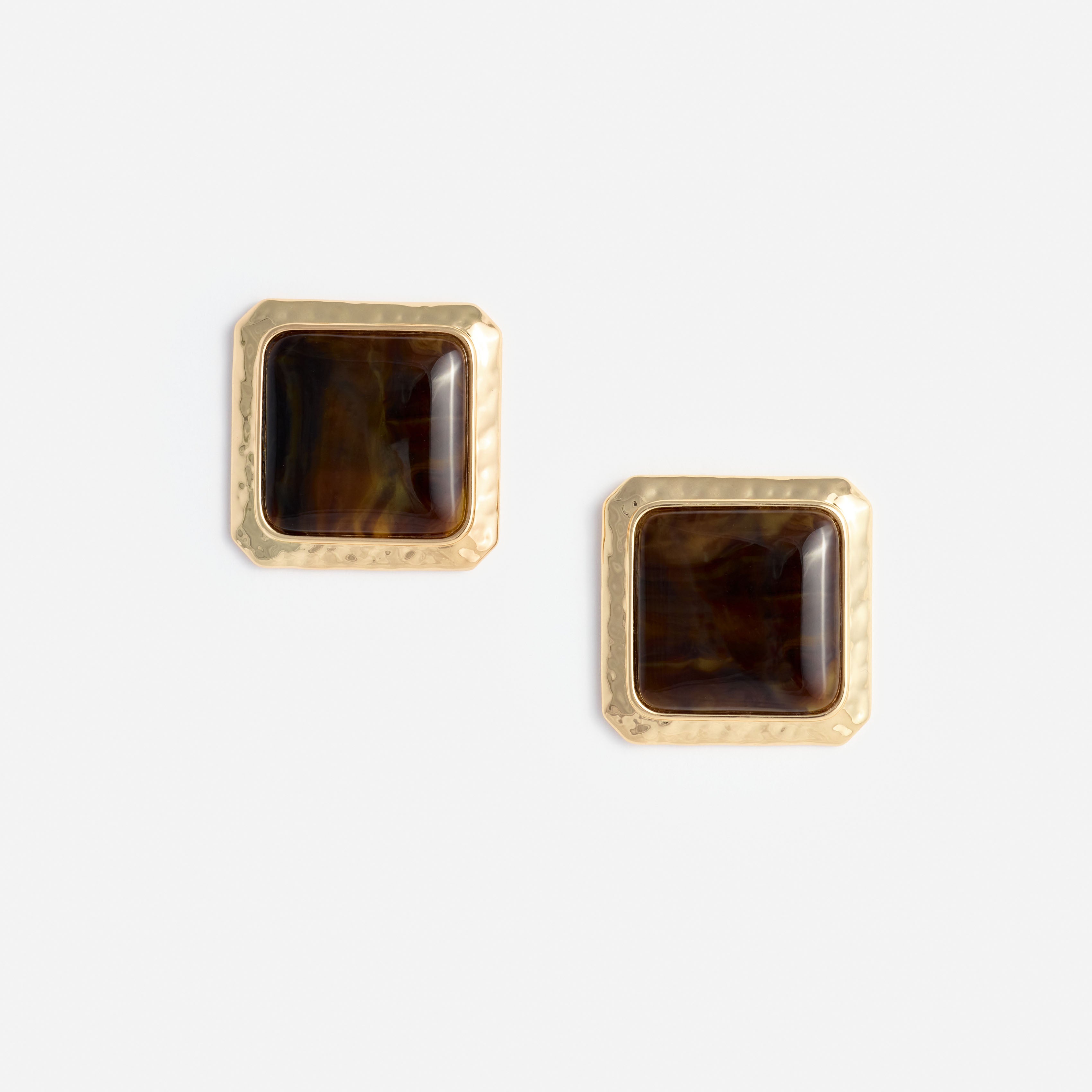 Self Portrait Square Brown Enamel Stud Earring