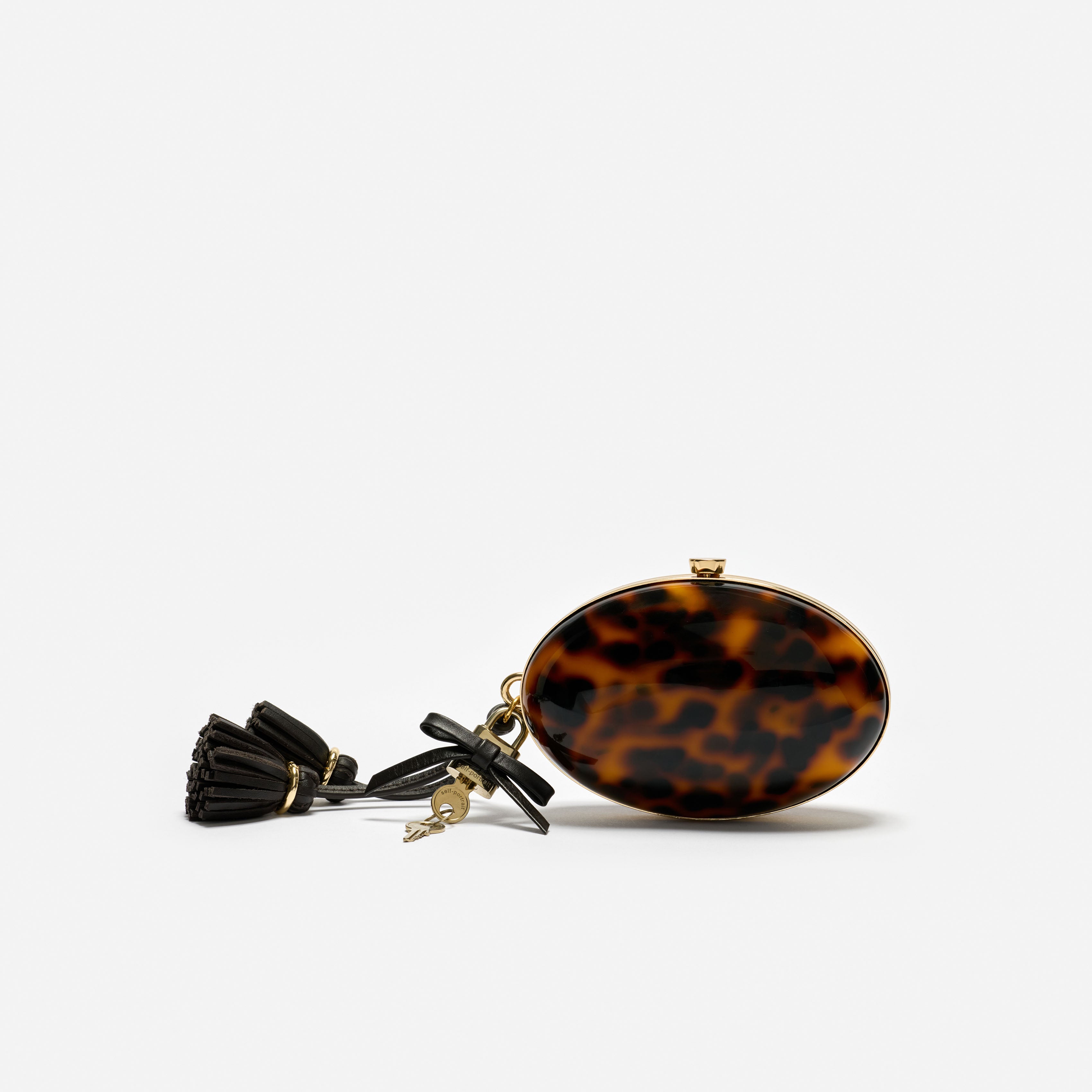 Self Portrait Brown Resin Oval Clutch