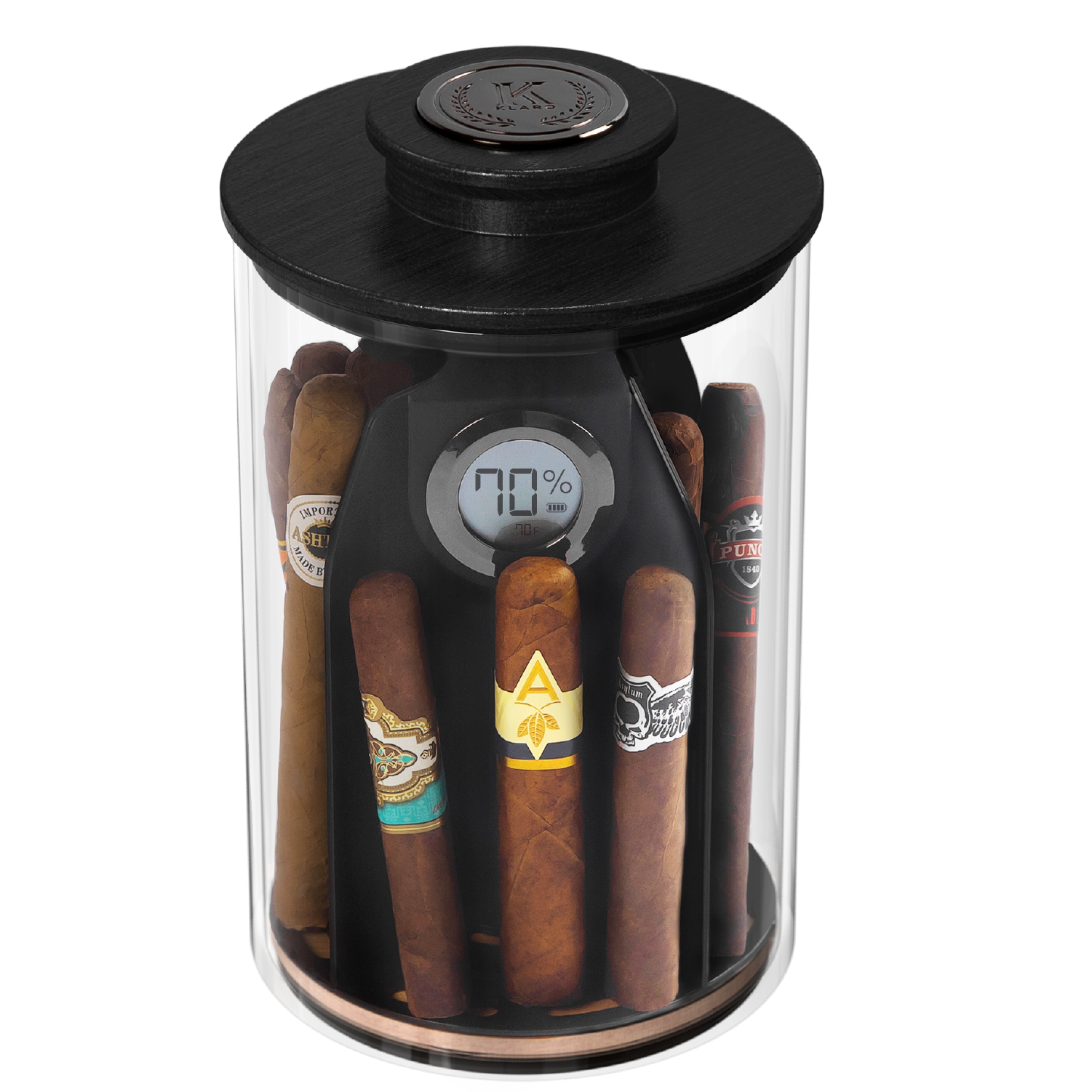 Case Elegance Cylindor Humidor - Glass Jar & Ashwood Lid