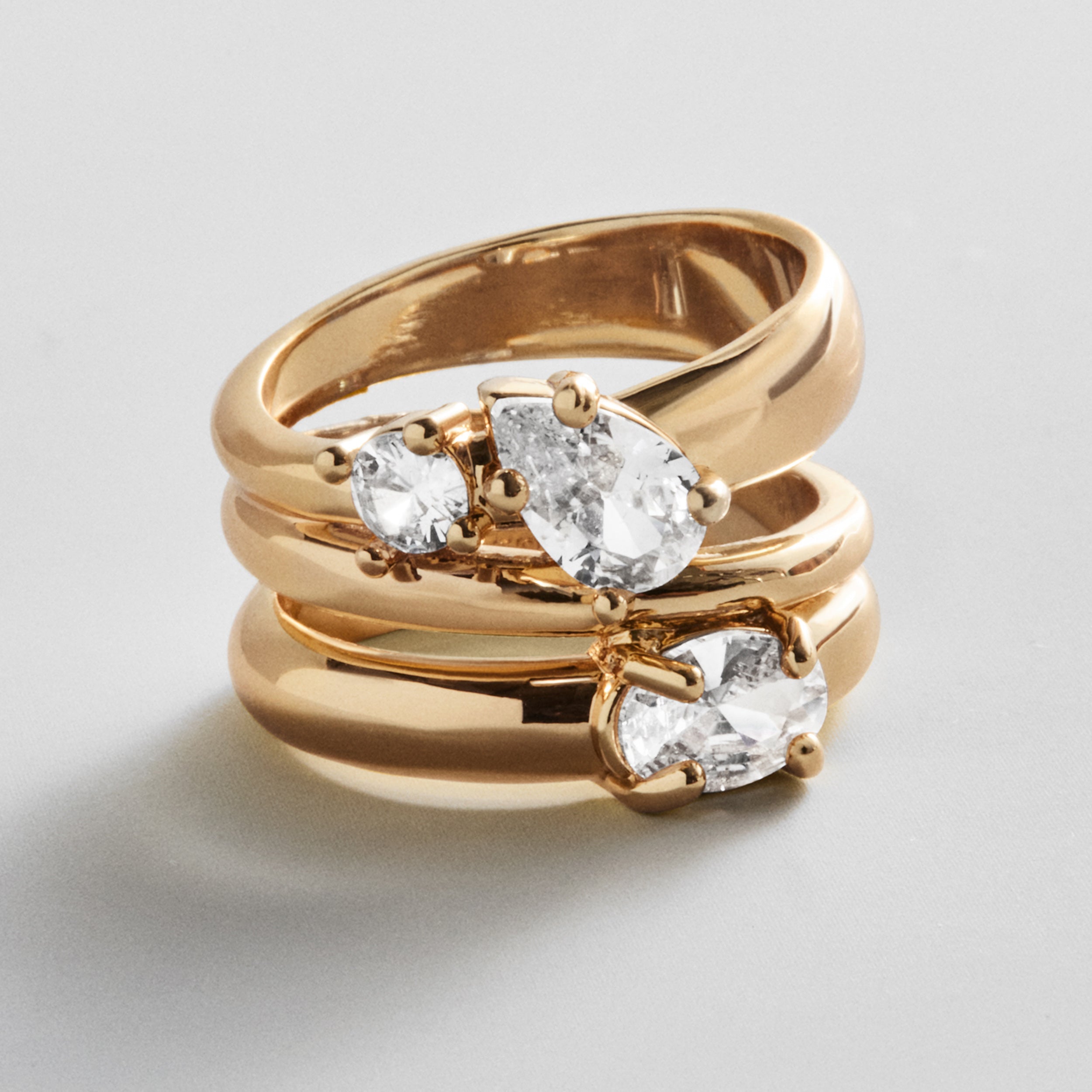 BaubleBar Angela Gold Ring Set - Gold/Pavé