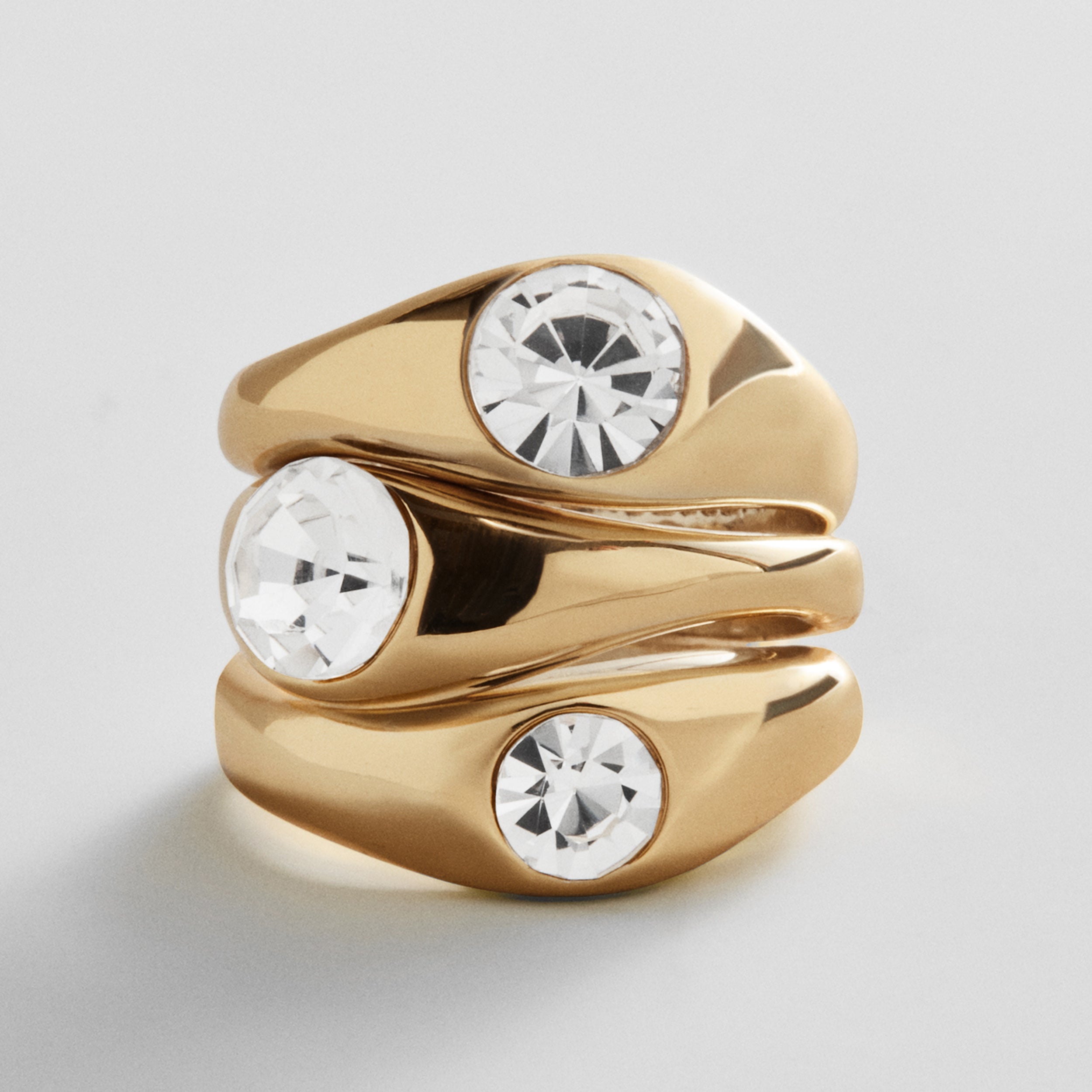 BaubleBar Abigail Gold Ring Set - Gold/Pavé